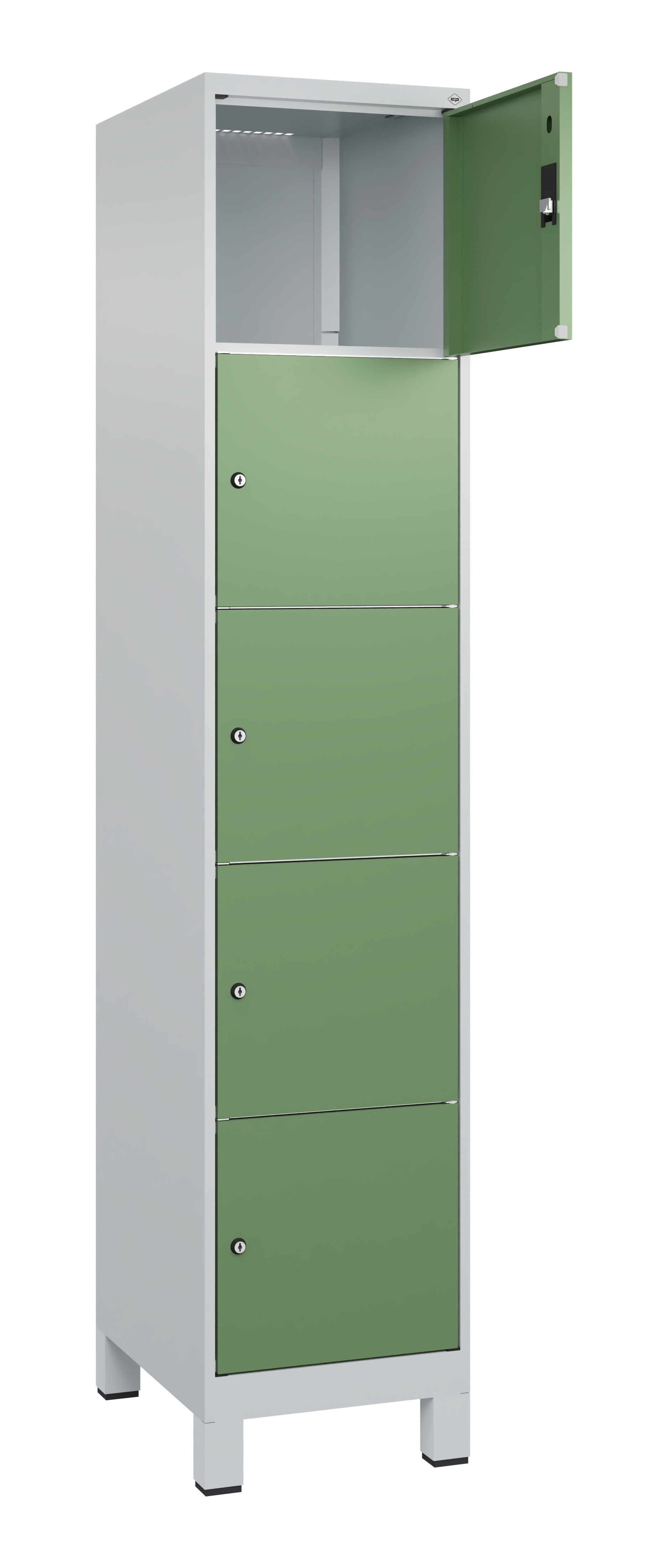 Schließfachschrank Classic Plus, Füße, 5 Fächer, 1950x400x500mm