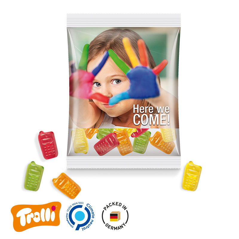 Maxitüte Folie transparent Trolli Fruchtgummi Handy