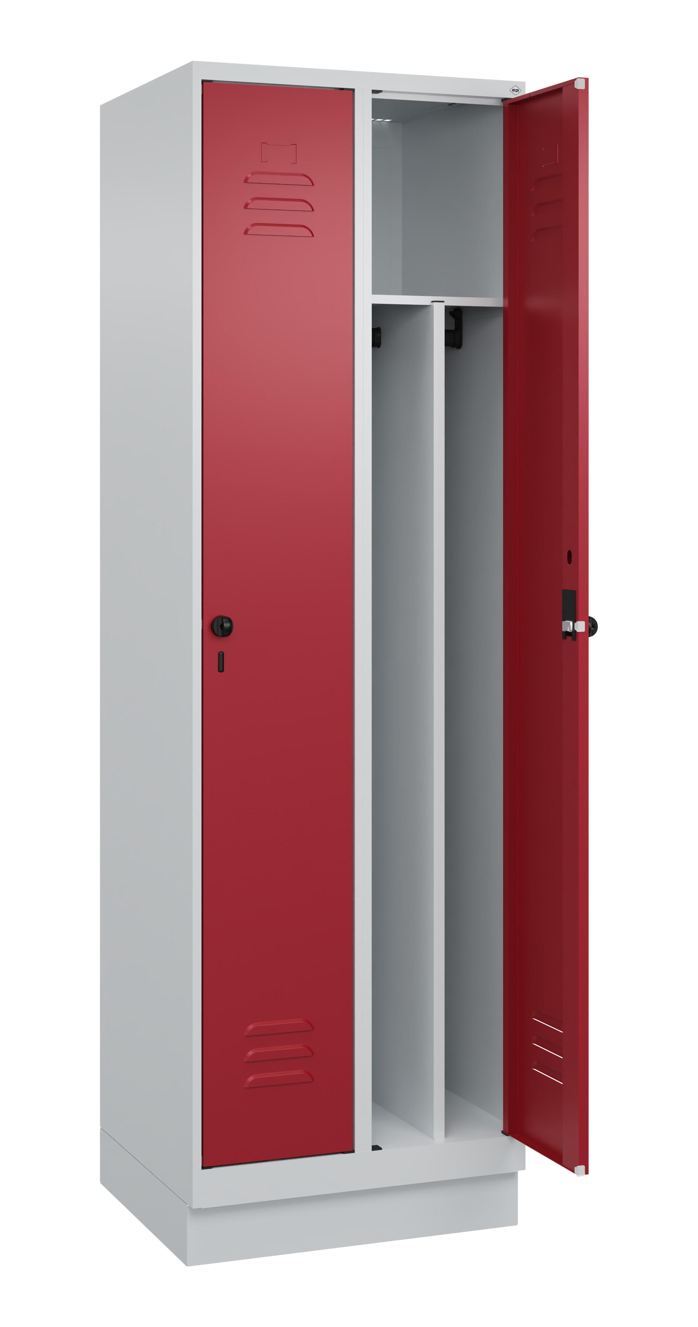 Spind Classic Plus, Sockel, 2 Abteile, 1950x600x500mm