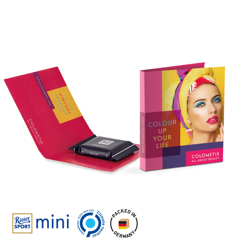 Werbekarte Midi Ritter SPORT mini Nugat