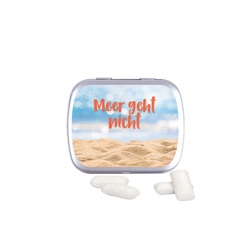 Klappdose silber-blank KoRo Menthol Kaugummi Klappdose silber-blank KoRo Menthol Kaugummi