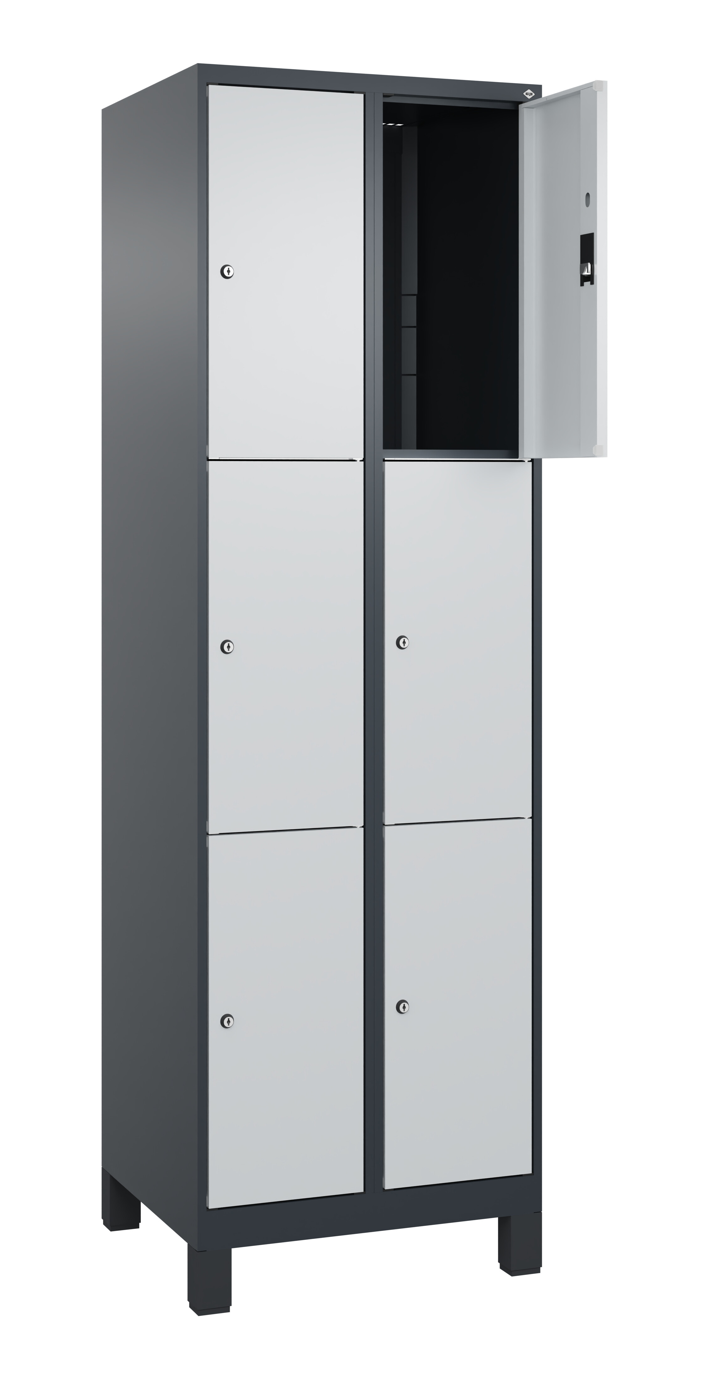 Schließfachschrank Classic Plus, Füße, 6 Fächer, 1950x600x500mm