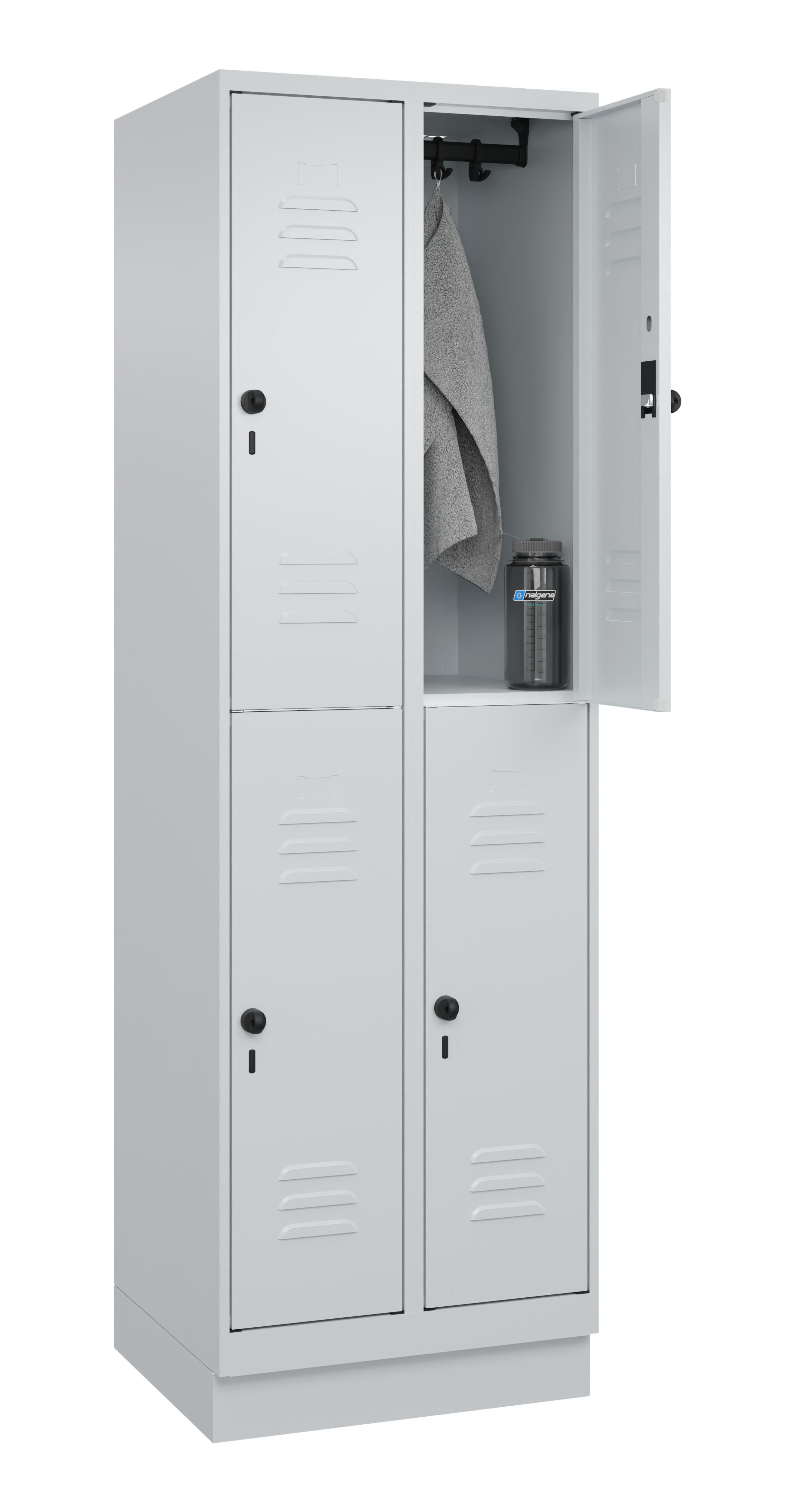 Doppelstock-Spind Classic Plus, Sockel, 4 Fächer, 1950x600x500mm