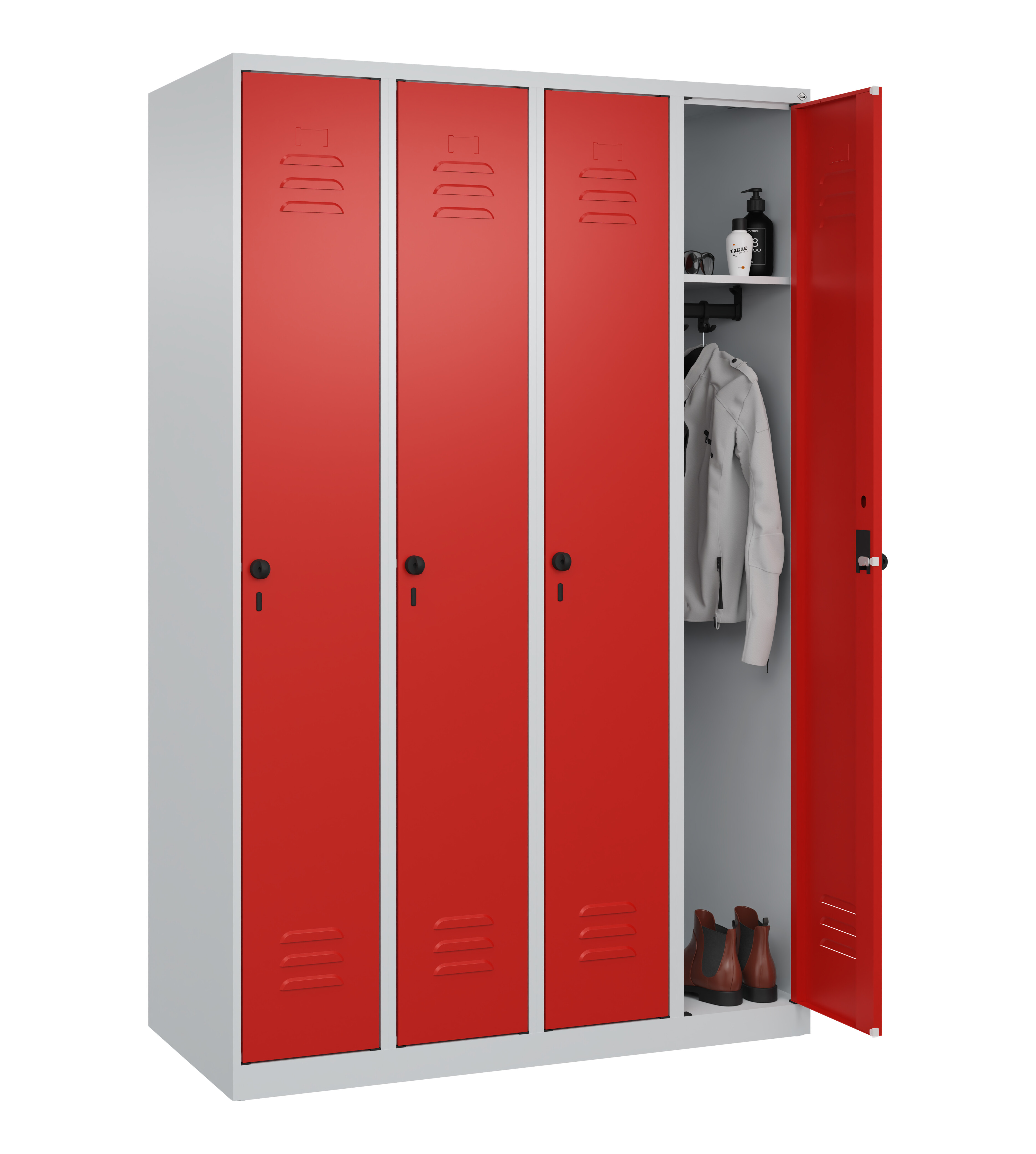 Spind Classic Plus, 4 Abteile, 1850x1200x500mm Spind Classic Plus, 4 Abteile, 1850x1200x500mm