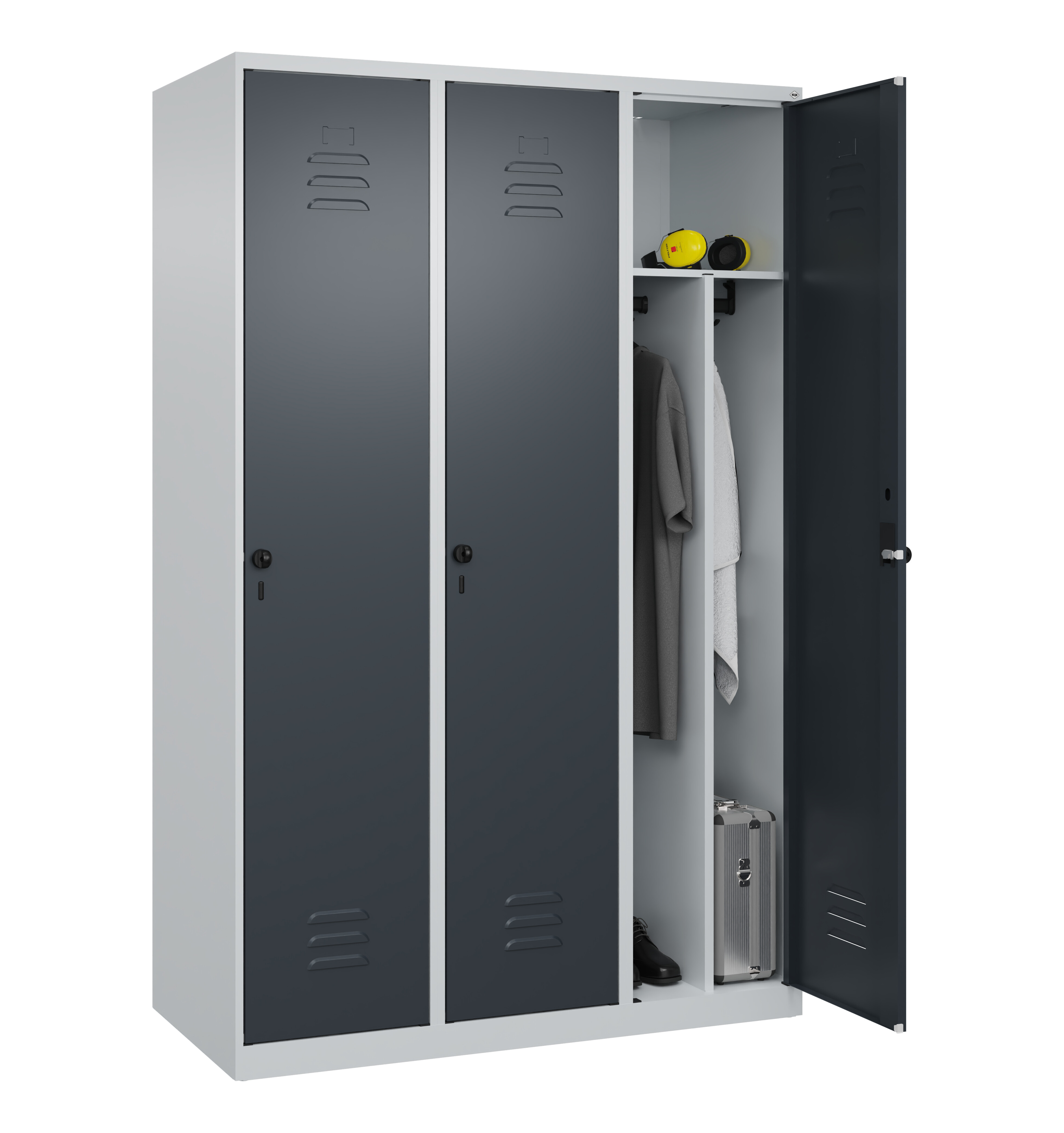 Spind Classic Plus, 3 Abteile, 1850x1200x500mm