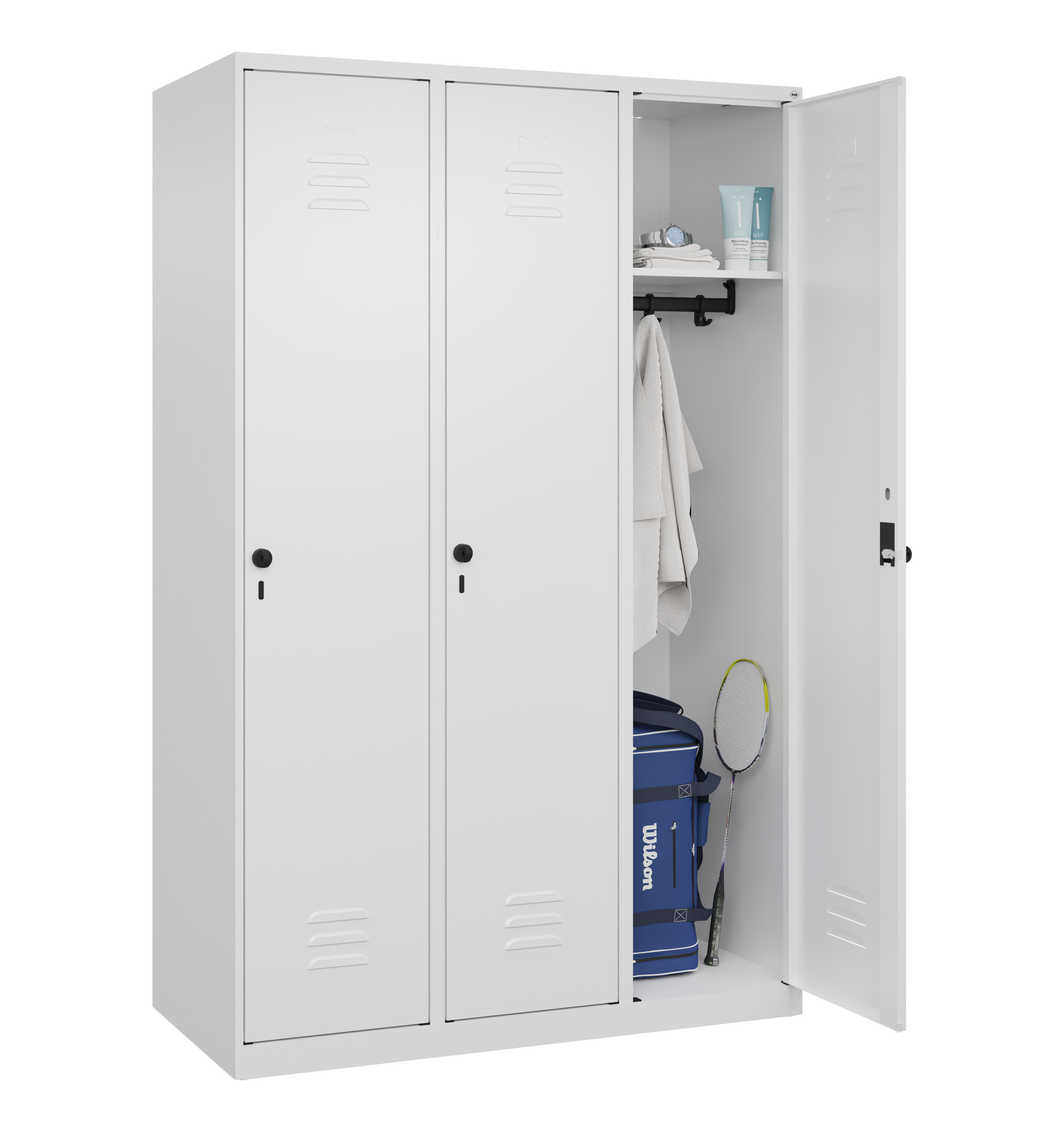 Spind Classic Plus, 3 Abteile, 1850x1200x500mm Spind Classic Plus, 3 Abteile, 1850x1200x500mm