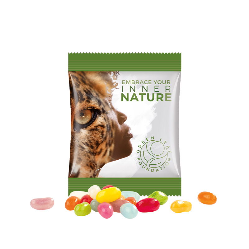 Minitüte 10 g Folie weiß Jelly Beans Minitüte 10 g Folie weiß Jelly Beans