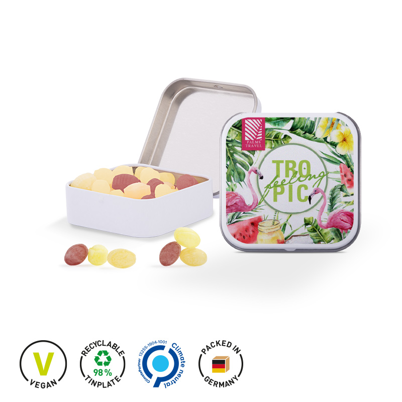 Dose Quadratisch Mini Bonbons Fruchtmix Dose Quadratisch Mini Bonbons Fruchtmix