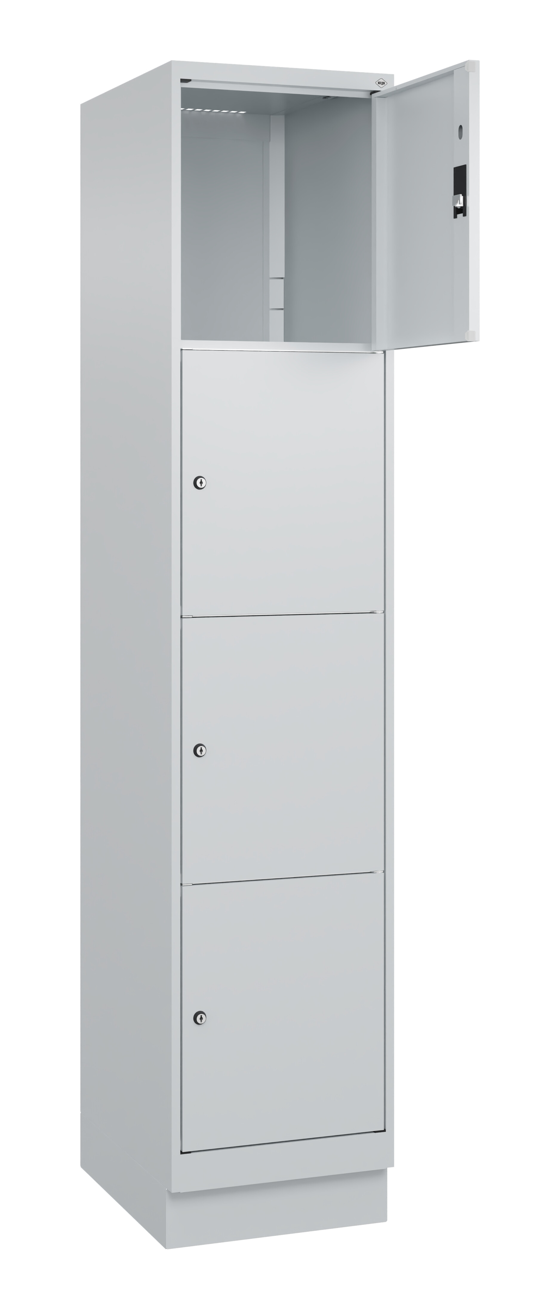 Schließfachschrank Classic Plus, Sockel, 4 Fächer, 2120x400x500mm Schließfachschrank Classic Plus, Sockel, 4 Fächer, 2120x400x500mm