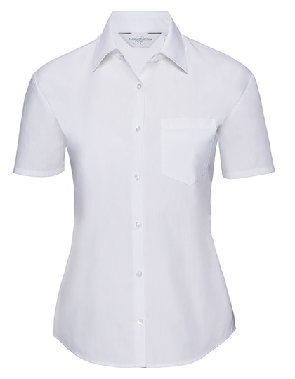 Russell Collection Ladies´ Short Sleeve Poly-Cotton Easy Care Poplin Shirt Russell Collection Ladies´ Short Sleeve Poly-Cotton Easy Care Poplin Shirt