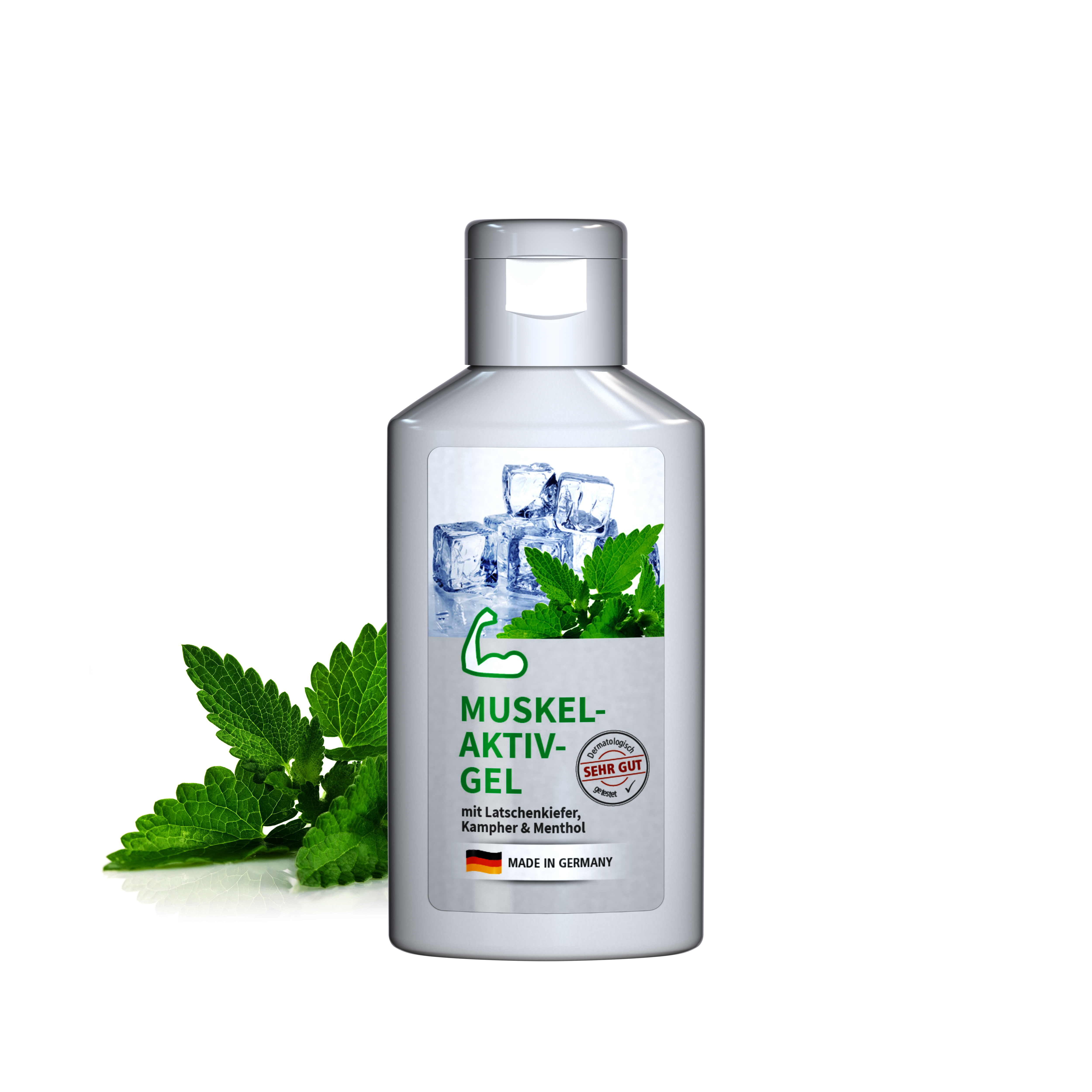 50 ml Flasche weiß - Muskel-Aktiv-Gel - Body Label 50 ml Flasche weiß - Muskel-Aktiv-Gel - Body Label