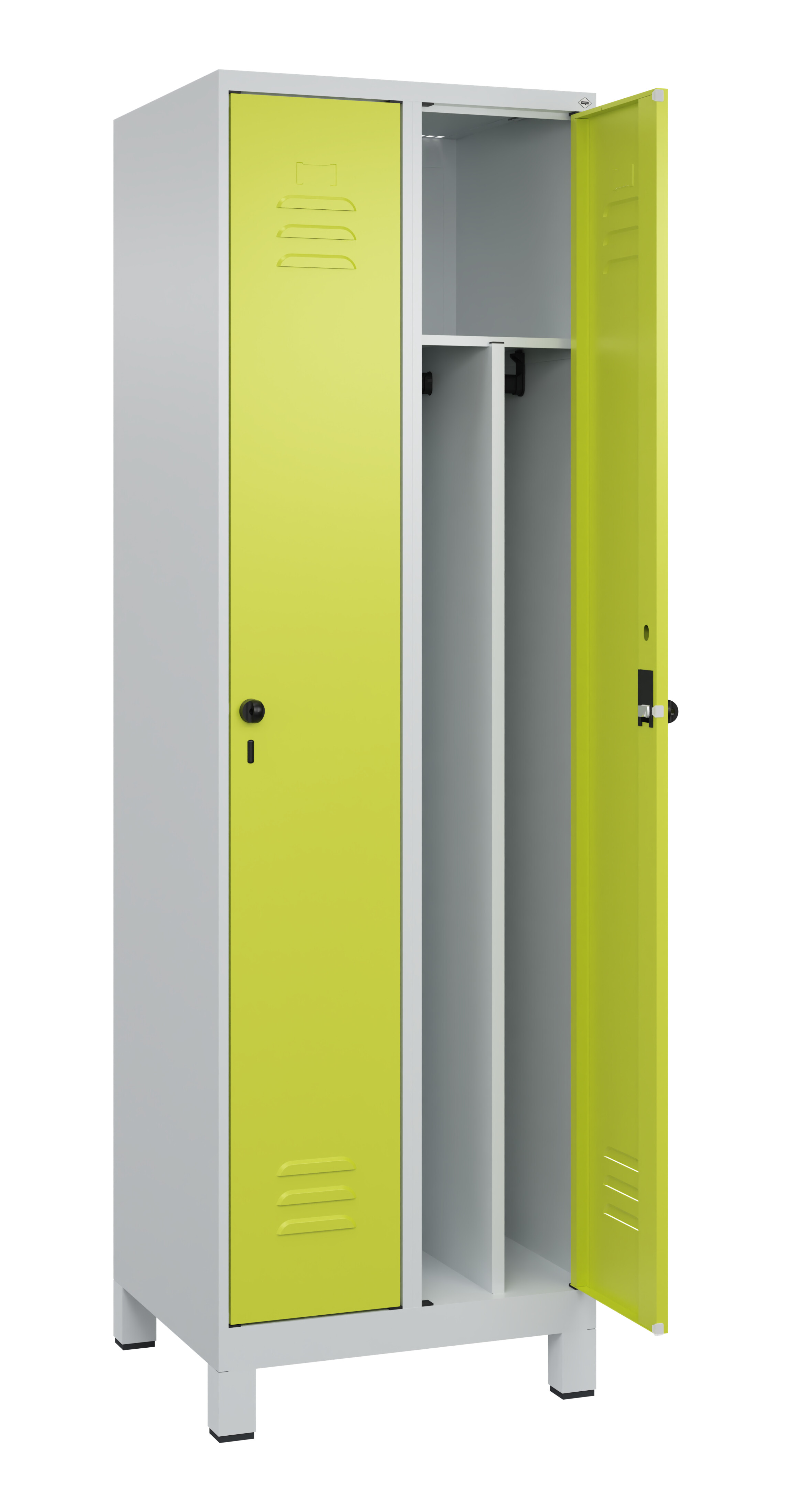 Spind Classic Plus, Füße, 2 Abteile, 1950x600x500mm Spind Classic Plus, Füße, 2 Abteile, 1950x600x500mm