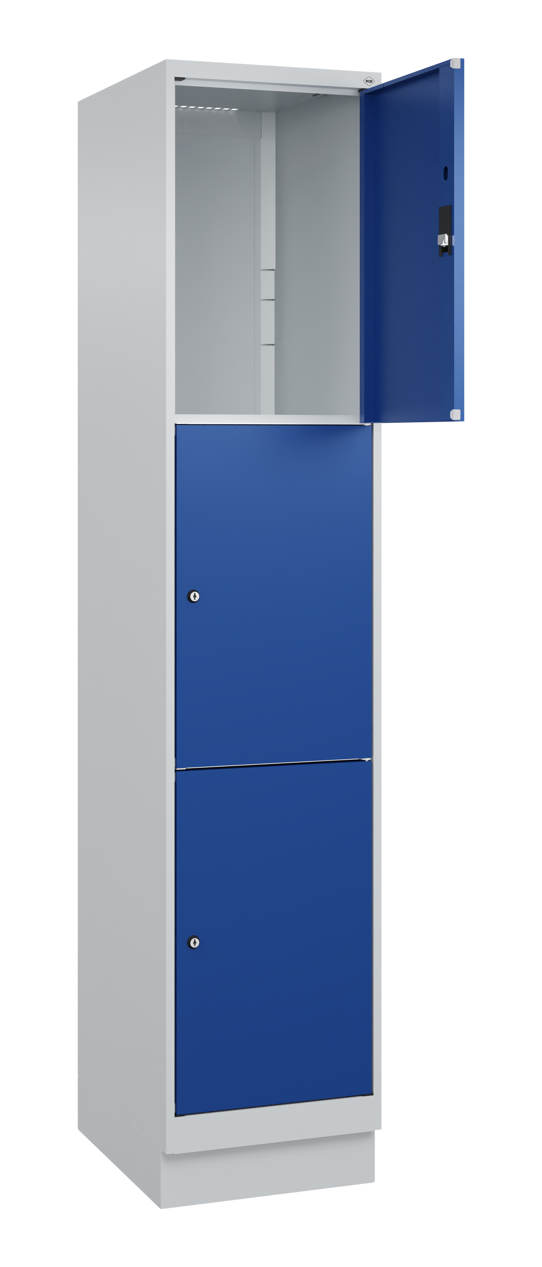 Schließfachschrank Classic Plus, Sockel, 3 Fächer, 1950x400x500mm