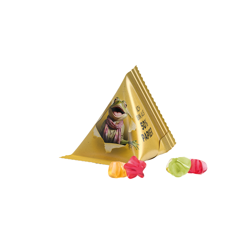 Fruchtgummi Tetraeder Papierfolie weiß Trolli Fruchtgummi Sterne