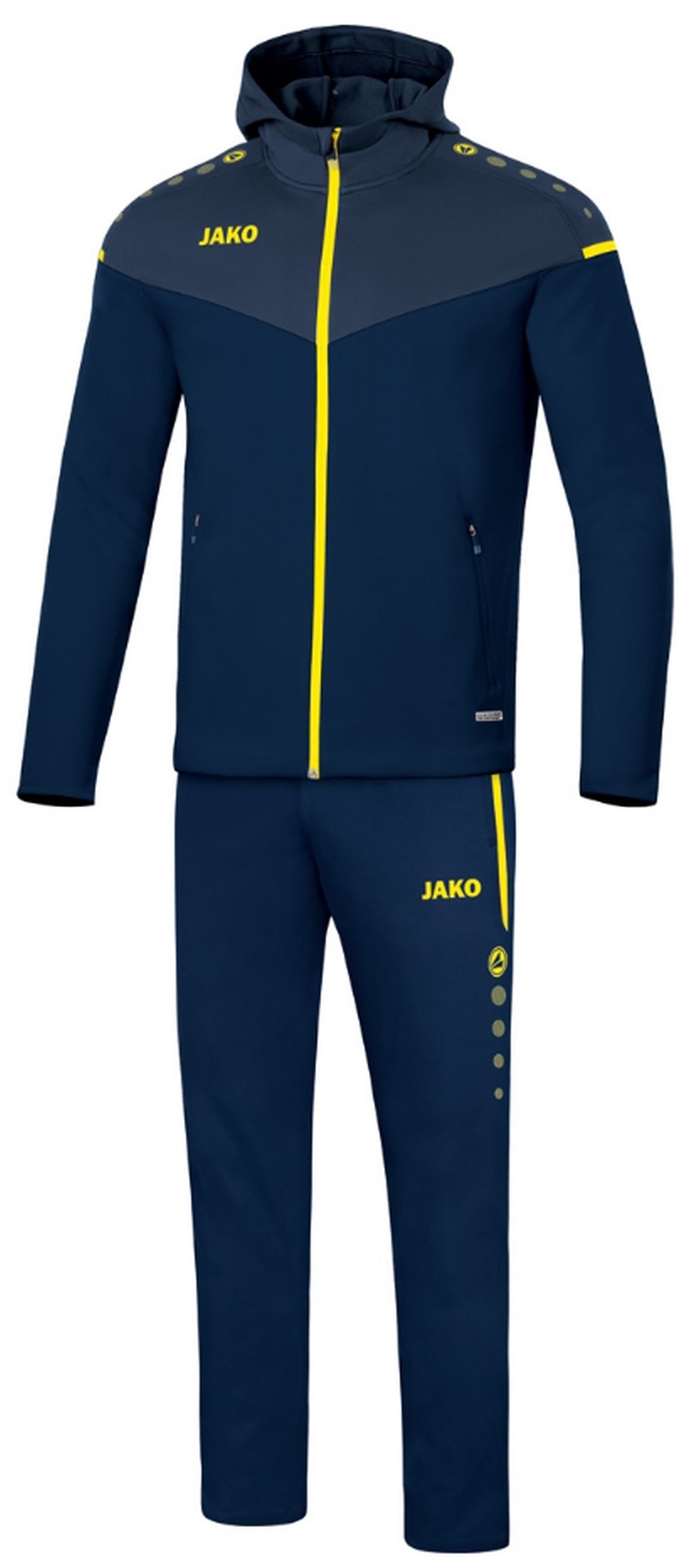 Jako Präsentationsanzug Champ 2.0 mit Kapuze Kinder Herren marine/gelb XL Jako Präsentationsanzug Champ 2.0 mit Kapuze Kinder Herren marine/gelb XL