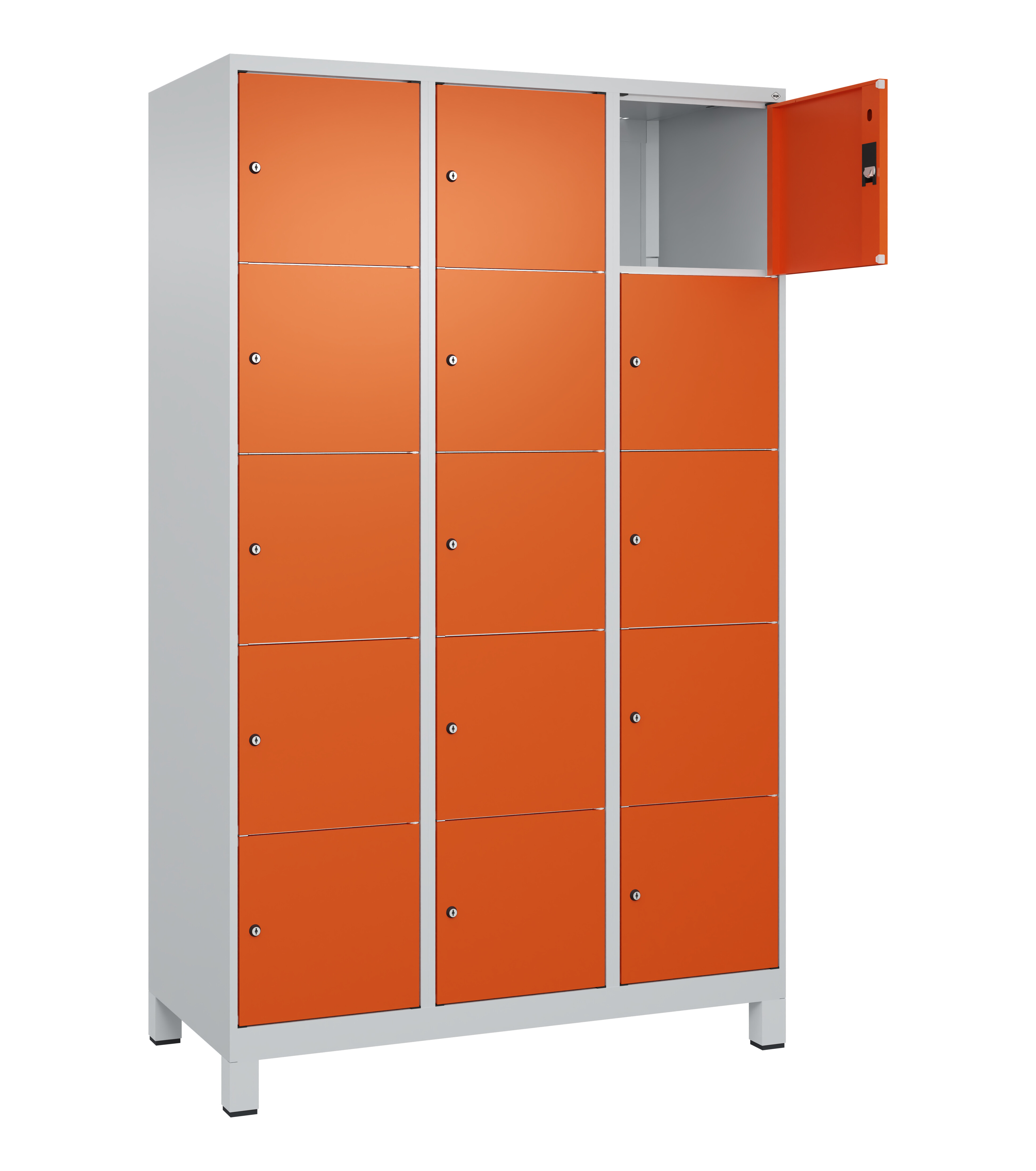 Schließfachschrank Classic Plus, Füße, 15 Fächer, 1950x1200x500mm Schließfachschrank Classic Plus, Füße, 15 Fächer, 1950x1200x500mm