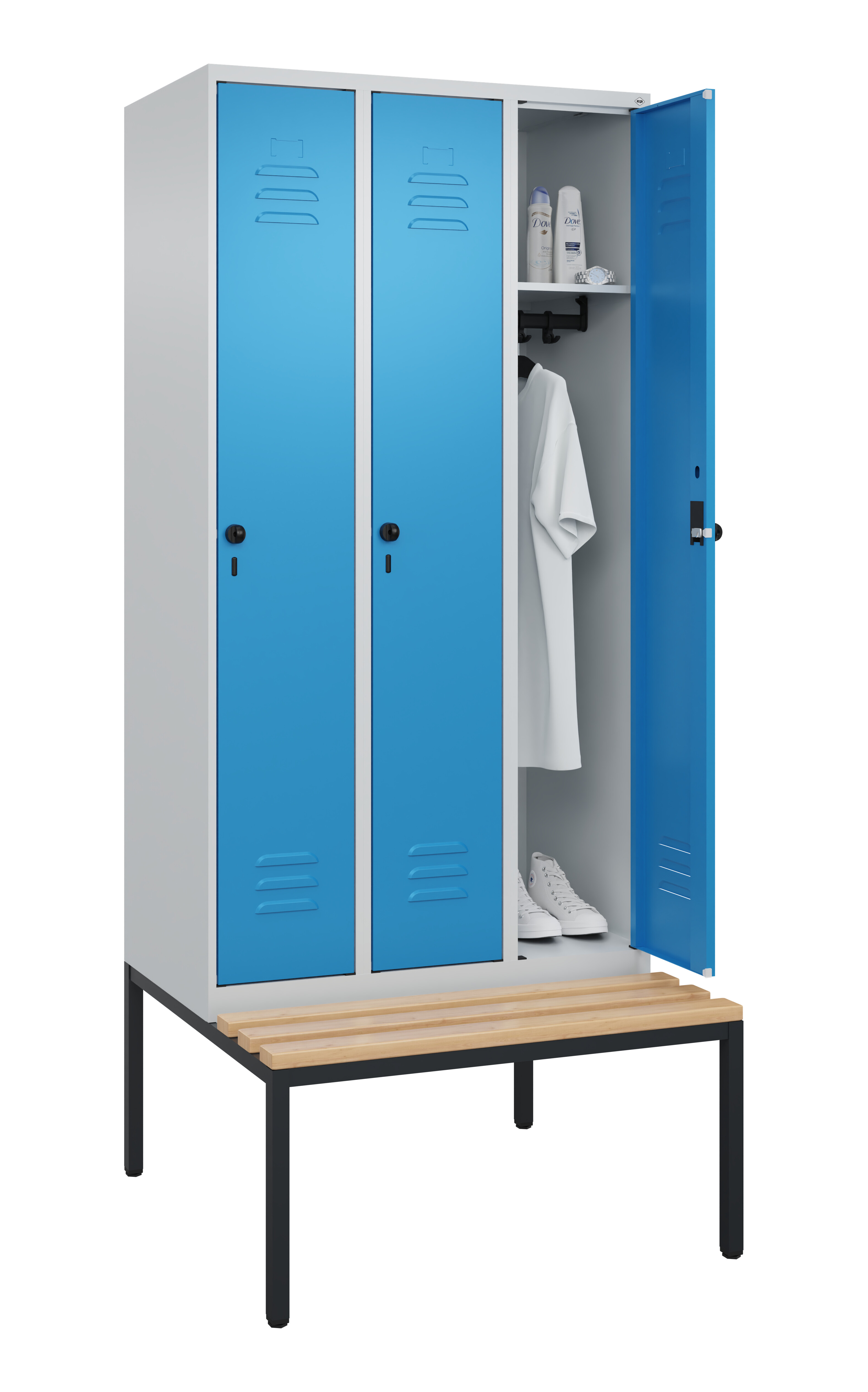 Spind Classic Plus, Bank, 2 Abteile, 2120x600x815mm