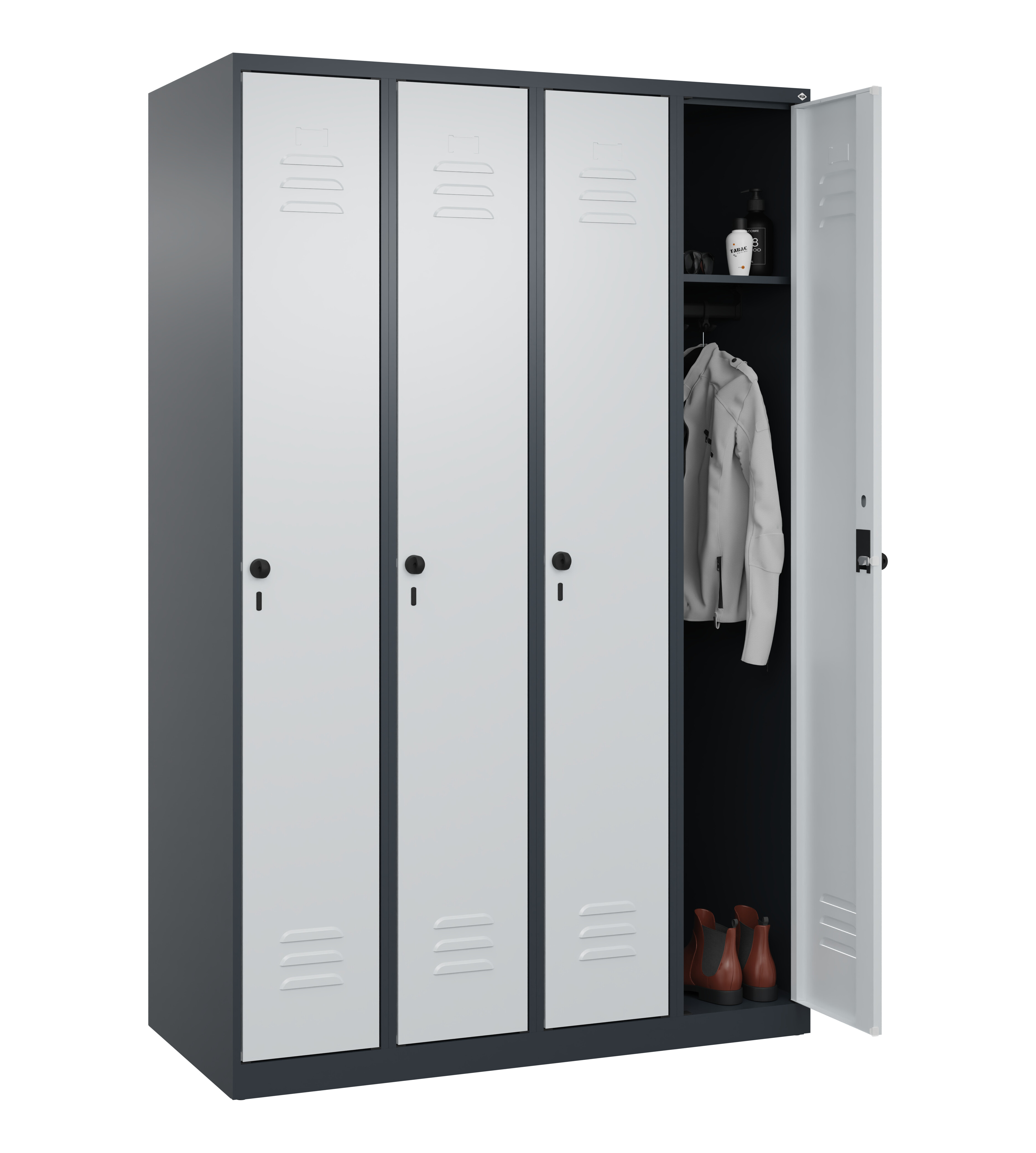 Spind Classic Plus, 4 Abteile, 1850x1200x500mm Spind Classic Plus, 4 Abteile, 1850x1200x500mm