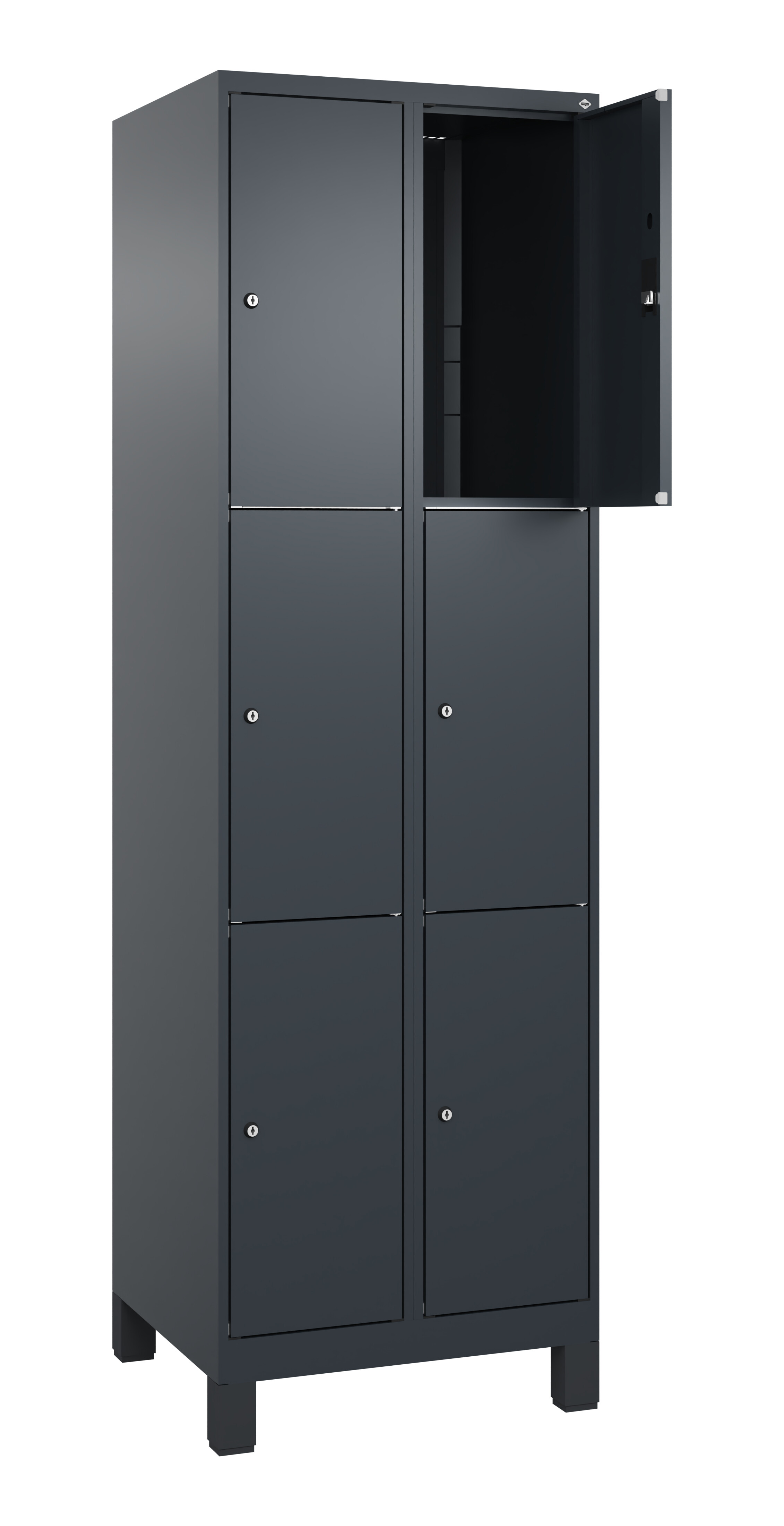 Schließfachschrank Classic Plus, Füße, 6 Fächer, 1950x600x500mm Schließfachschrank Classic Plus, Füße, 6 Fächer, 1950x600x500mm