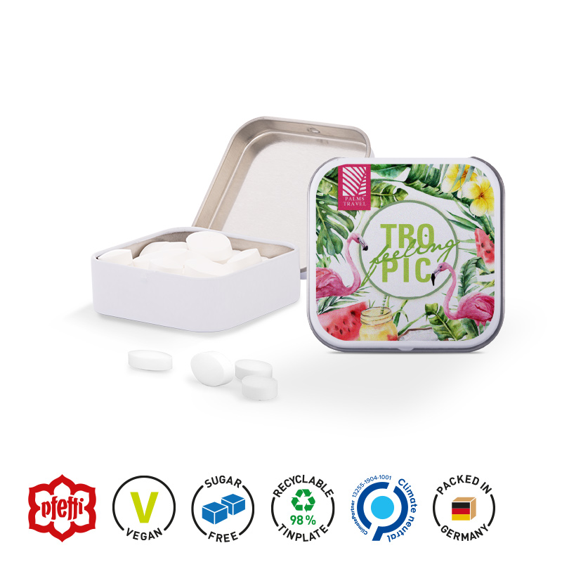 Dose Quadratisch Pfeffi zuckerfreien Pfefferminzpastillen Dose Quadratisch Pfeffi zuckerfreien Pfefferminzpastillen