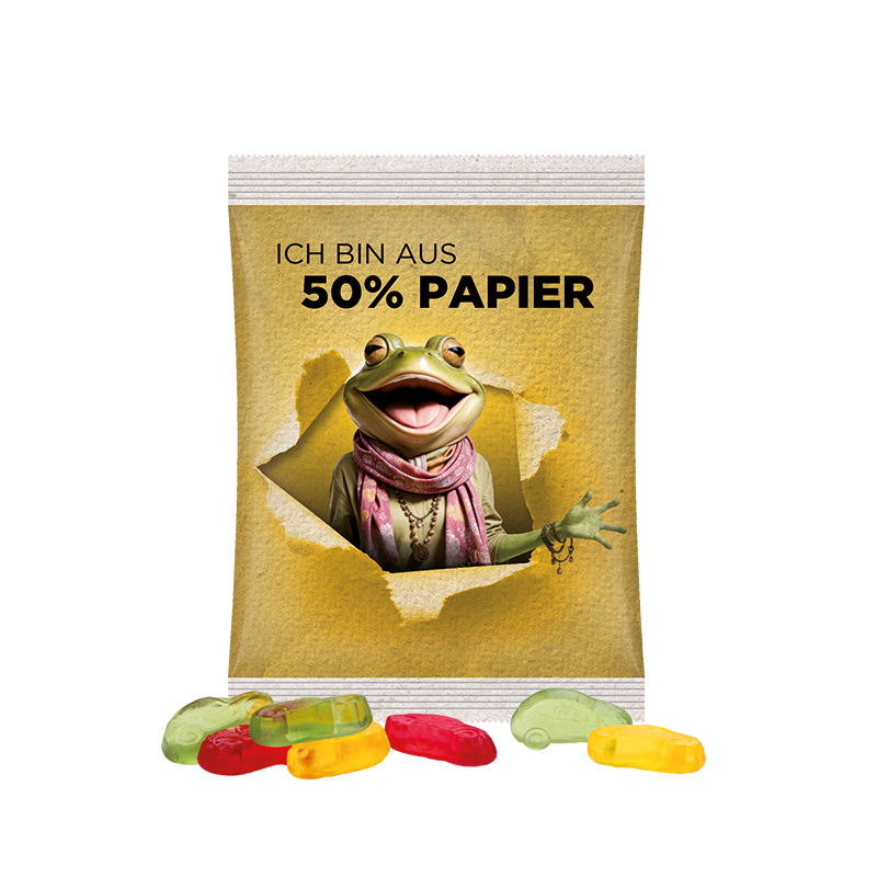 Maxitüte Folie mit ca. 50% Papieranteil weiß Trolli Fruchtgummi Autos