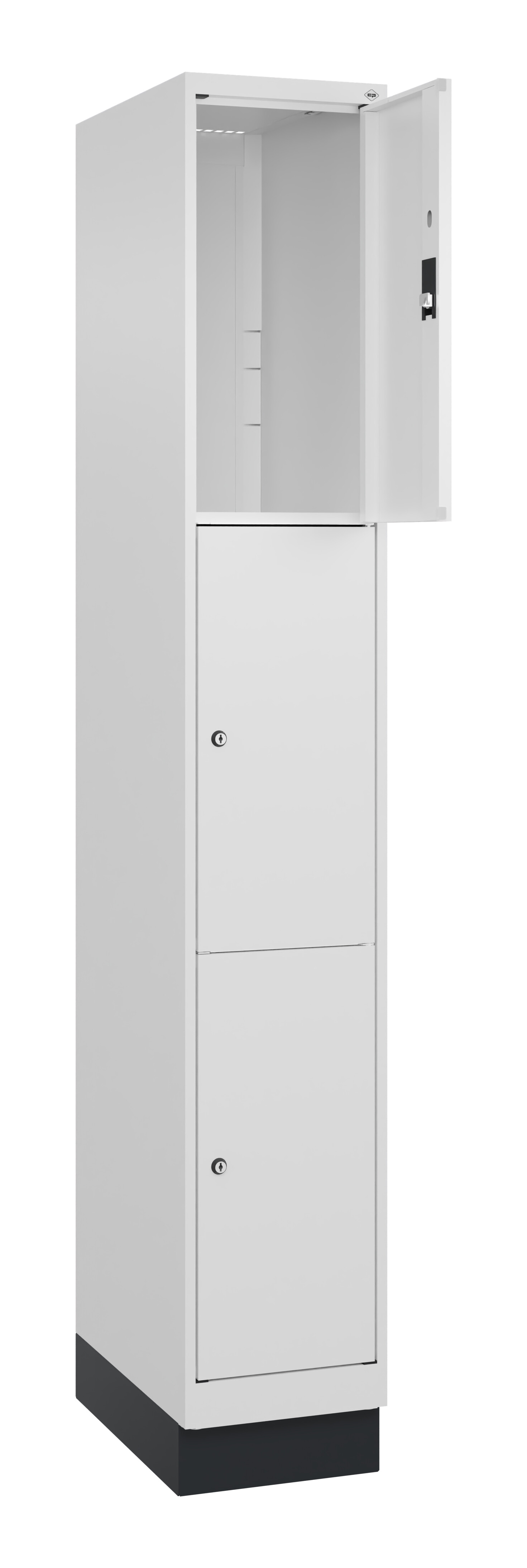 Schließfachschrank Classic Plus, Sockel, 3 Fächer, 1950x300x500mm Schließfachschrank Classic Plus, Sockel, 3 Fächer, 1950x300x500mm