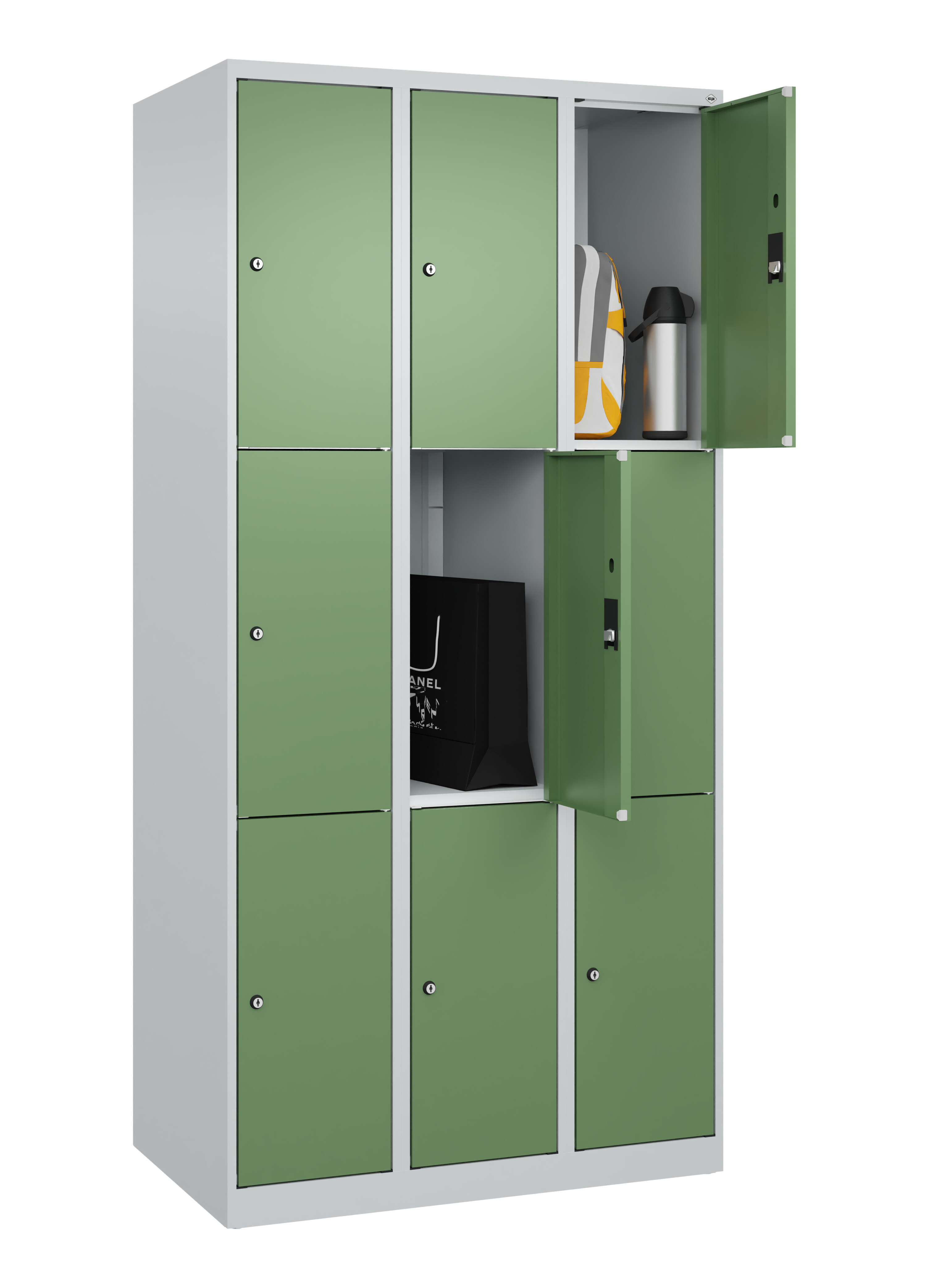 Schließfachschrank Classic Plus, 9 Fächer, 1850x900x500mm