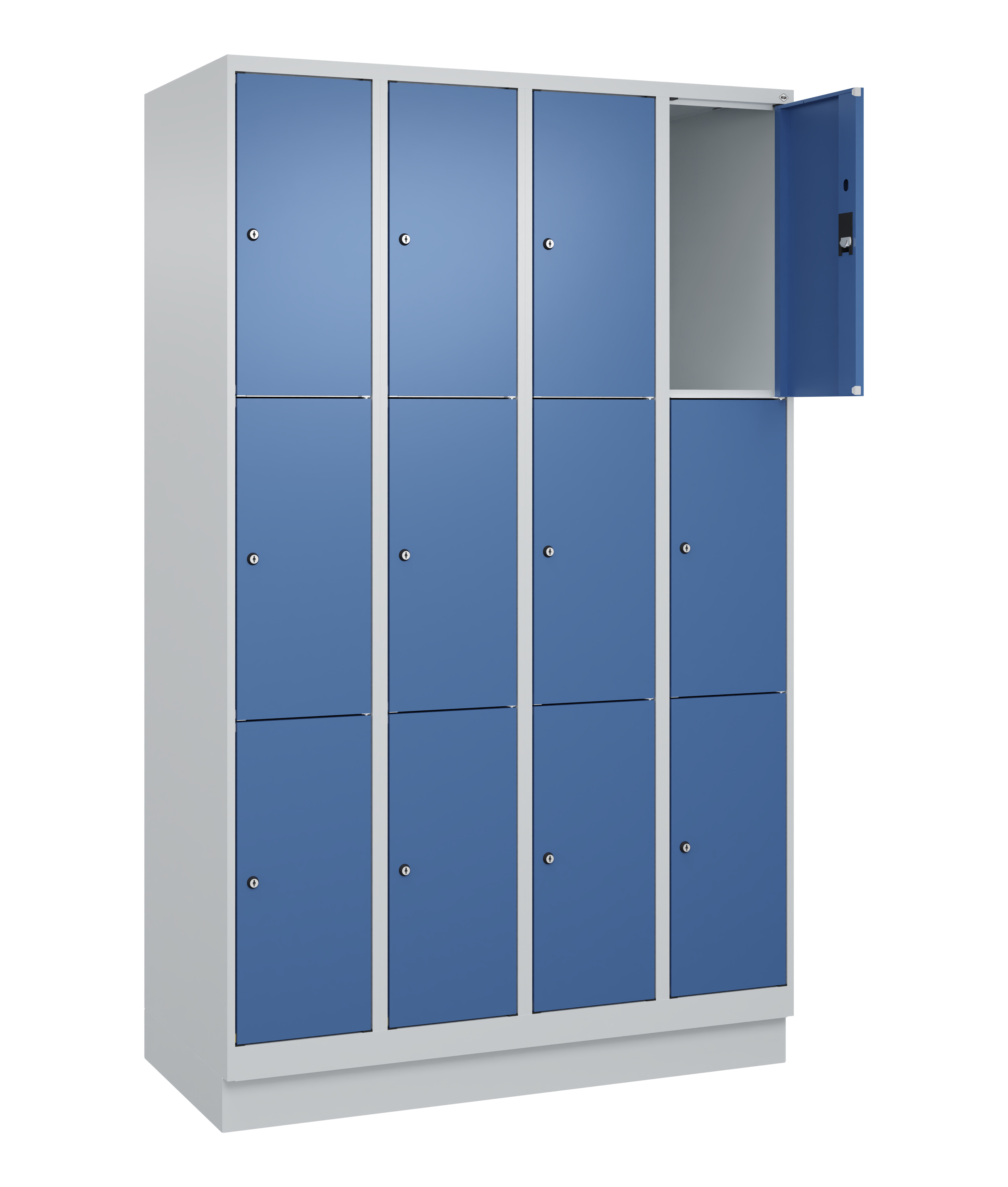 Schließfachschrank Classic Plus, Sockel, 12 Fächer, 1950x1200x500mm
