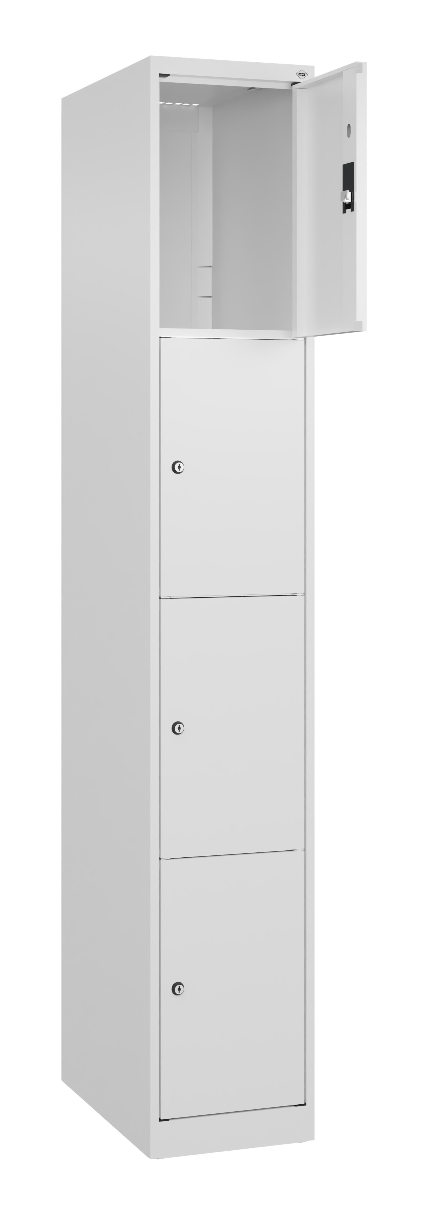 Schließfachschrank Classic Plus, 4 Fächer, 1850x300x500mm Schließfachschrank Classic Plus, 4 Fächer, 1850x300x500mm