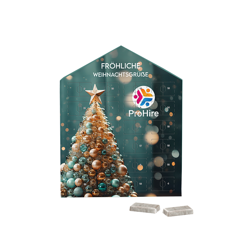 Täfelchen Adventskalender Haus Napolitain in Pergaminpapier Täfelchen Adventskalender Haus Napolitain in Pergaminpapier