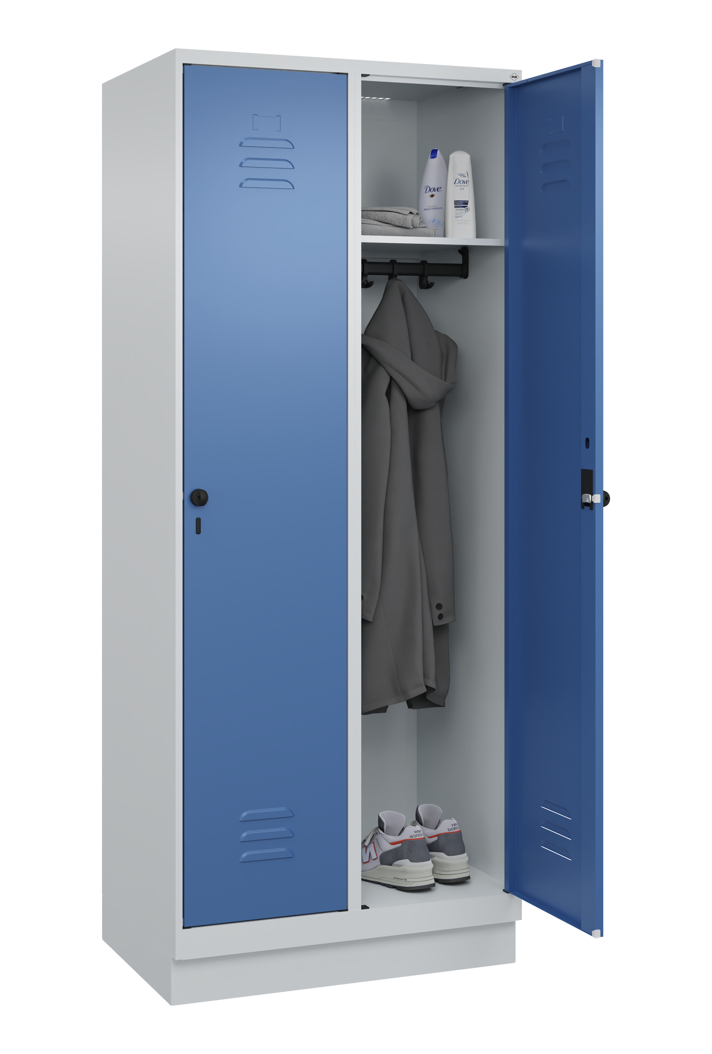 Spind Classic Plus, Sockel, 2 Abteile, 1950x800x500mm