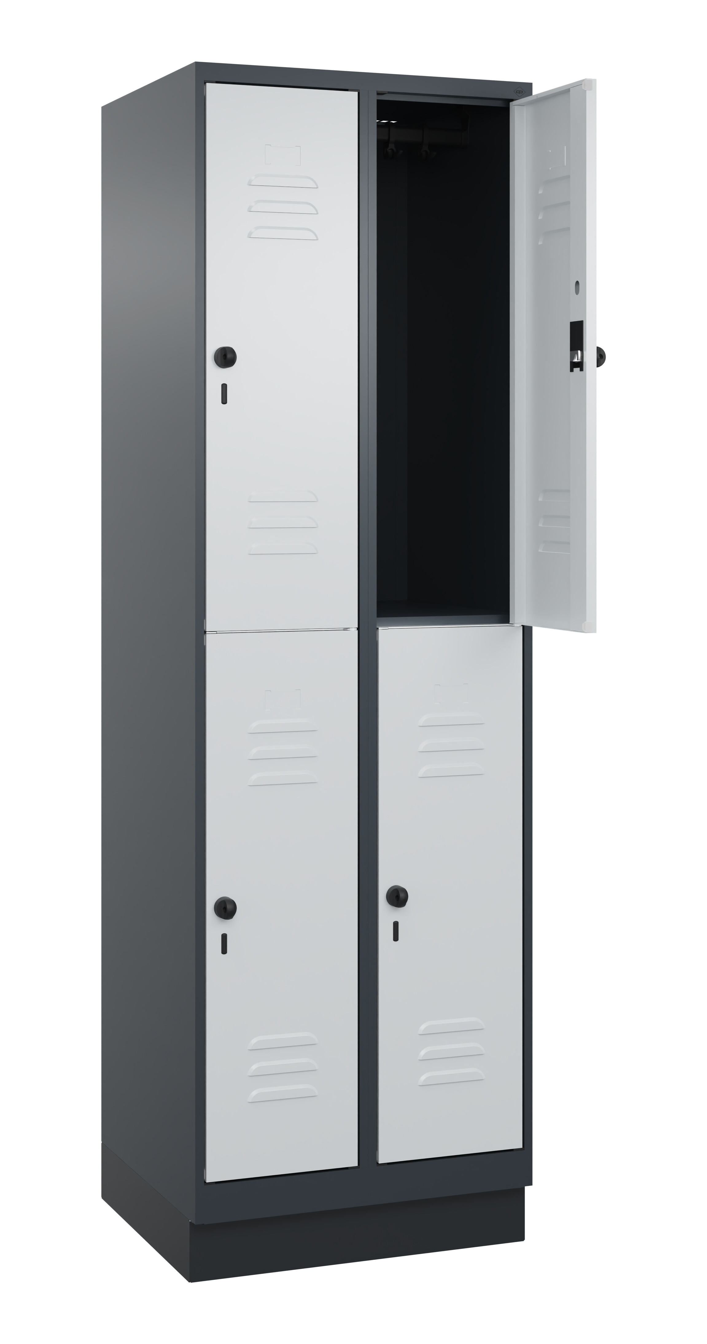 Doppelstock-Spind Classic Plus, Sockel, 4 Fächer, 1950x600x500mm