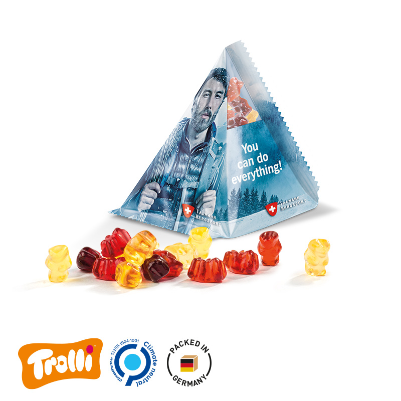 Fruchtgummi Tetraeder Folie transparent Trolli Fruchtgummibären 30% Fruchtsaftqualität Exquisit