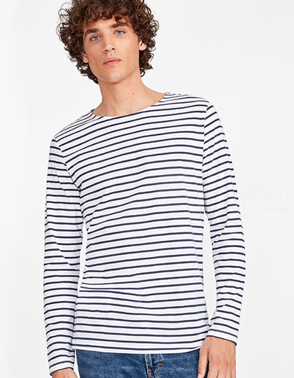 SOL´S Men´s Long Sleeve Striped T-Shirt Marine