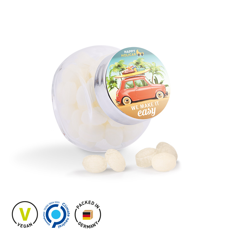 Bonbonglas Mini Papier-Etikett Mini Bonbons Japanische Minze Bonbonglas Mini Papier-Etikett Mini Bonbons Japanische Minze