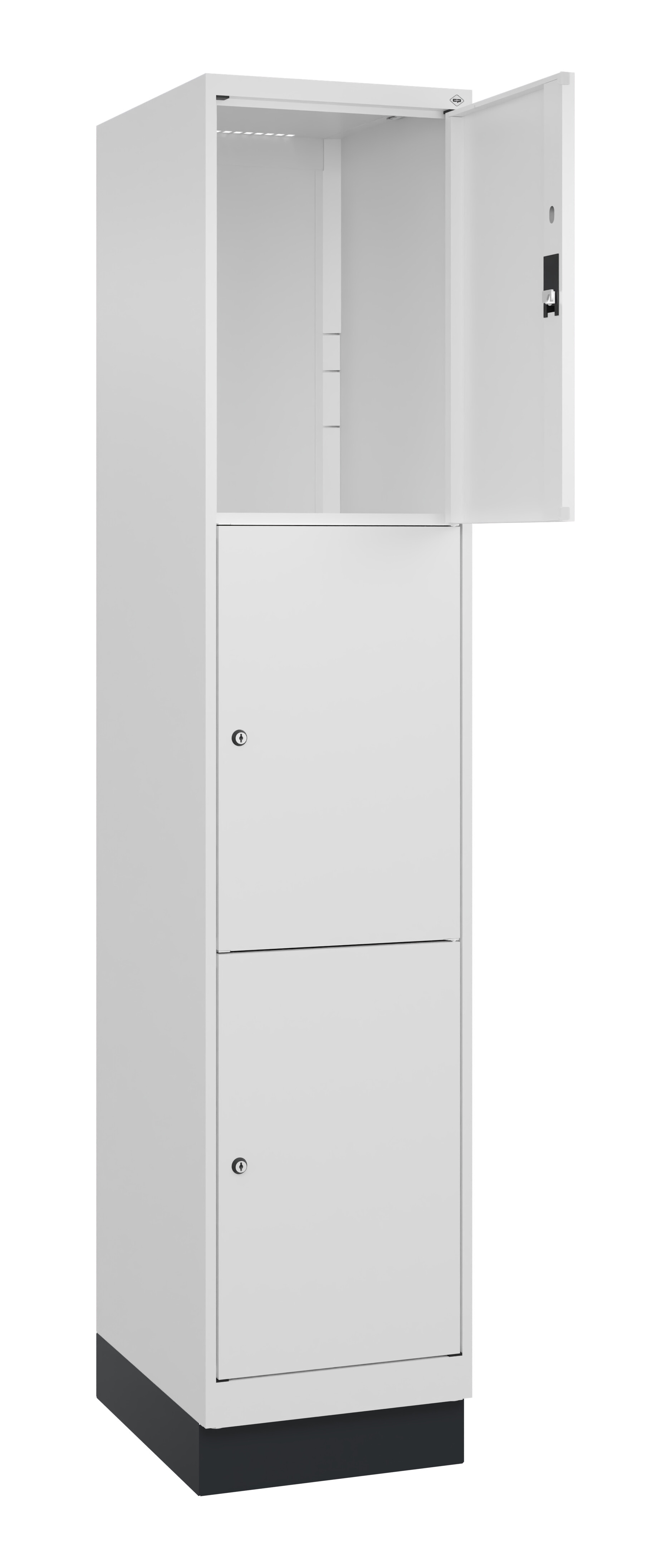 Schließfachschrank Classic Plus, Sockel, 3 Fächer, 1950x400x500mm