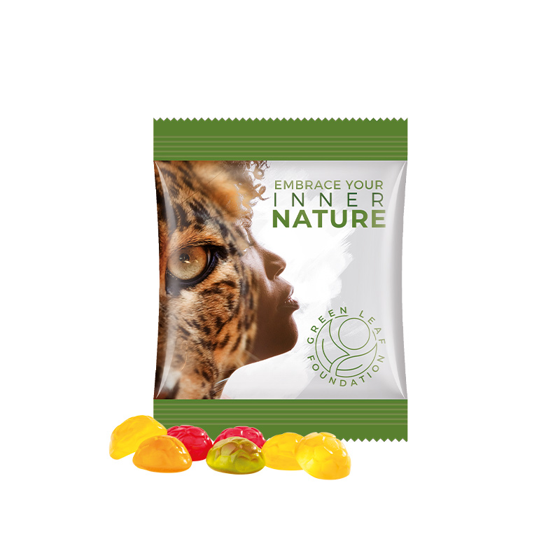 Minitüte 10 g Folie weiß Trolli Fruchtgummi Fußbälle Minitüte 10 g Folie weiß Trolli Fruchtgummi Fußbälle