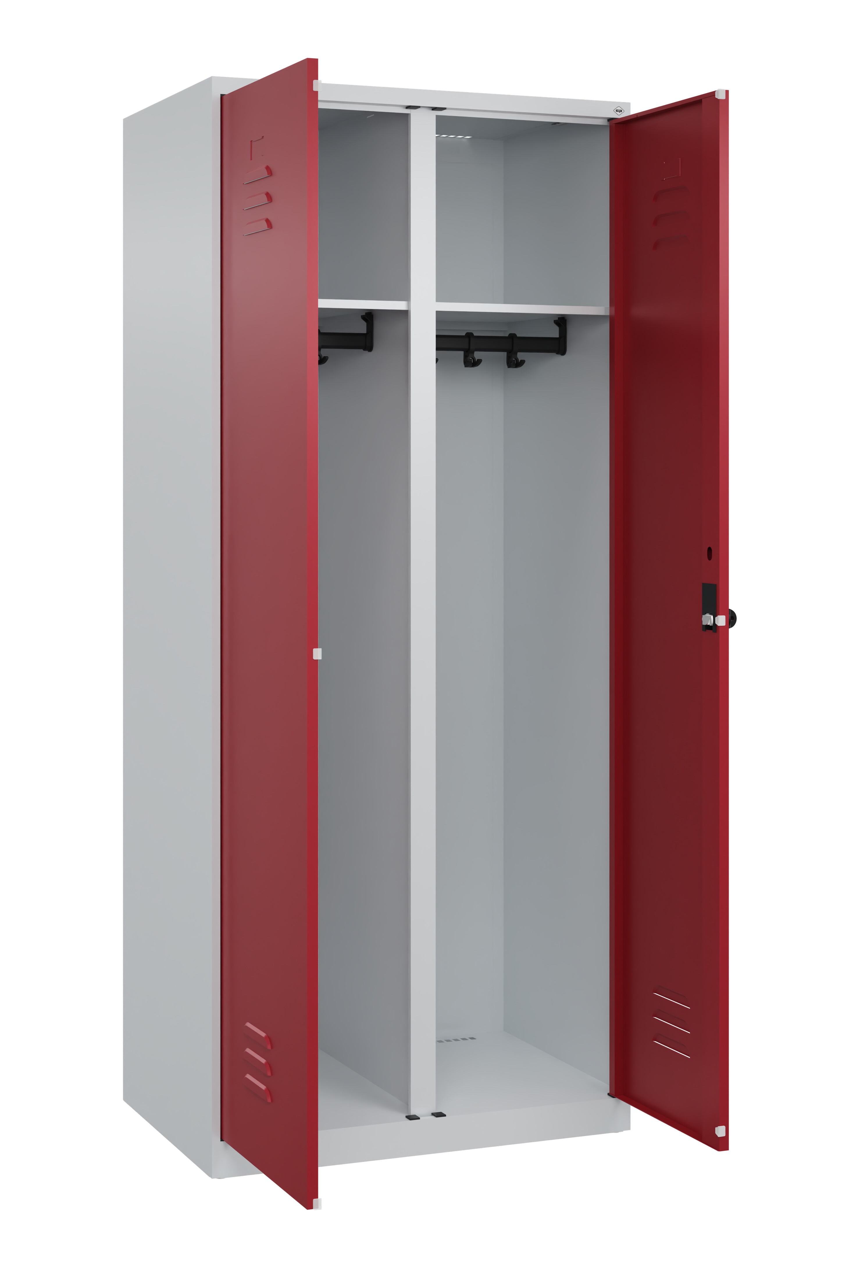 Schwarz-Weiß-Spind Classic Plus, 2 Abteile, 1850x800x500mm