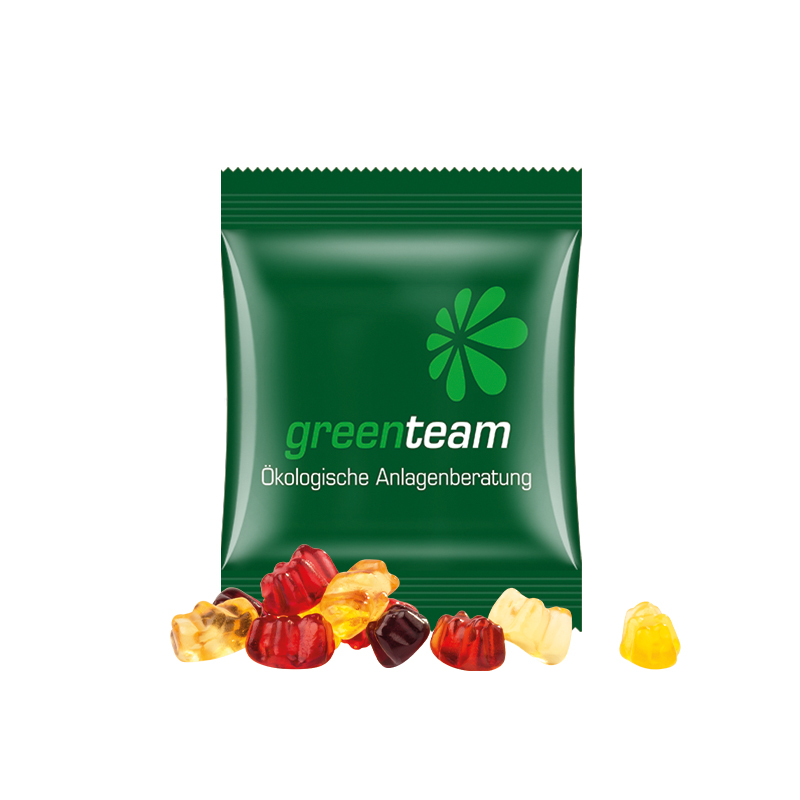 Minitüte 10 g kompostierbare Folie weiß Trolli Fruchtgummibären 30% Fruchtsaftqualität Exquisit Minitüte 10 g kompostierbare Folie weiß Trolli Fruchtgummibären 30% Fruchtsaftqualität Exquisit