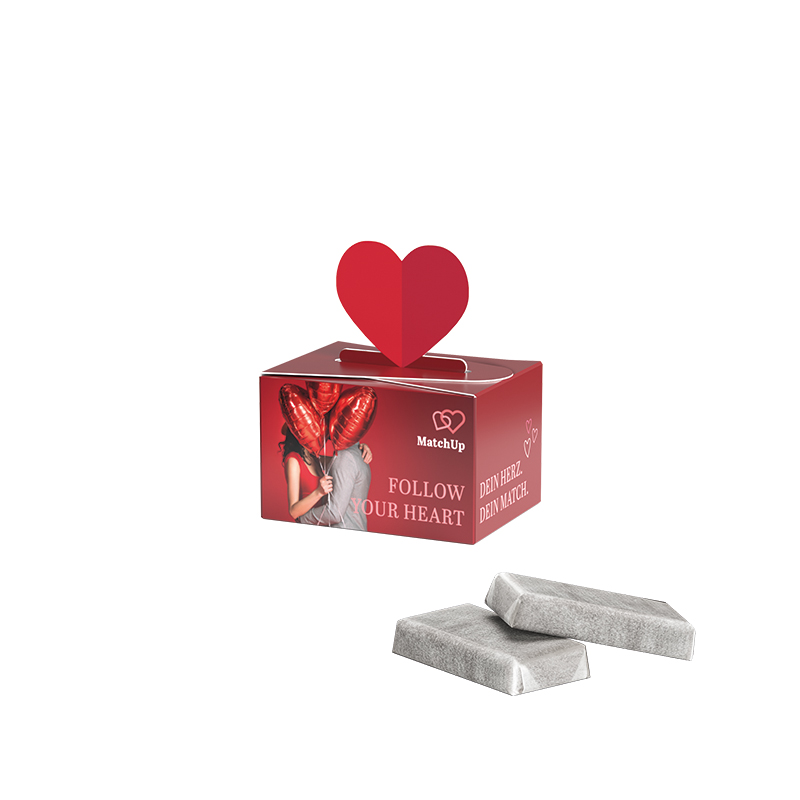 Geschenkbox Mini Herz Alpenmilch Schokotäfelchen Geschenkbox Mini Herz Alpenmilch Schokotäfelchen