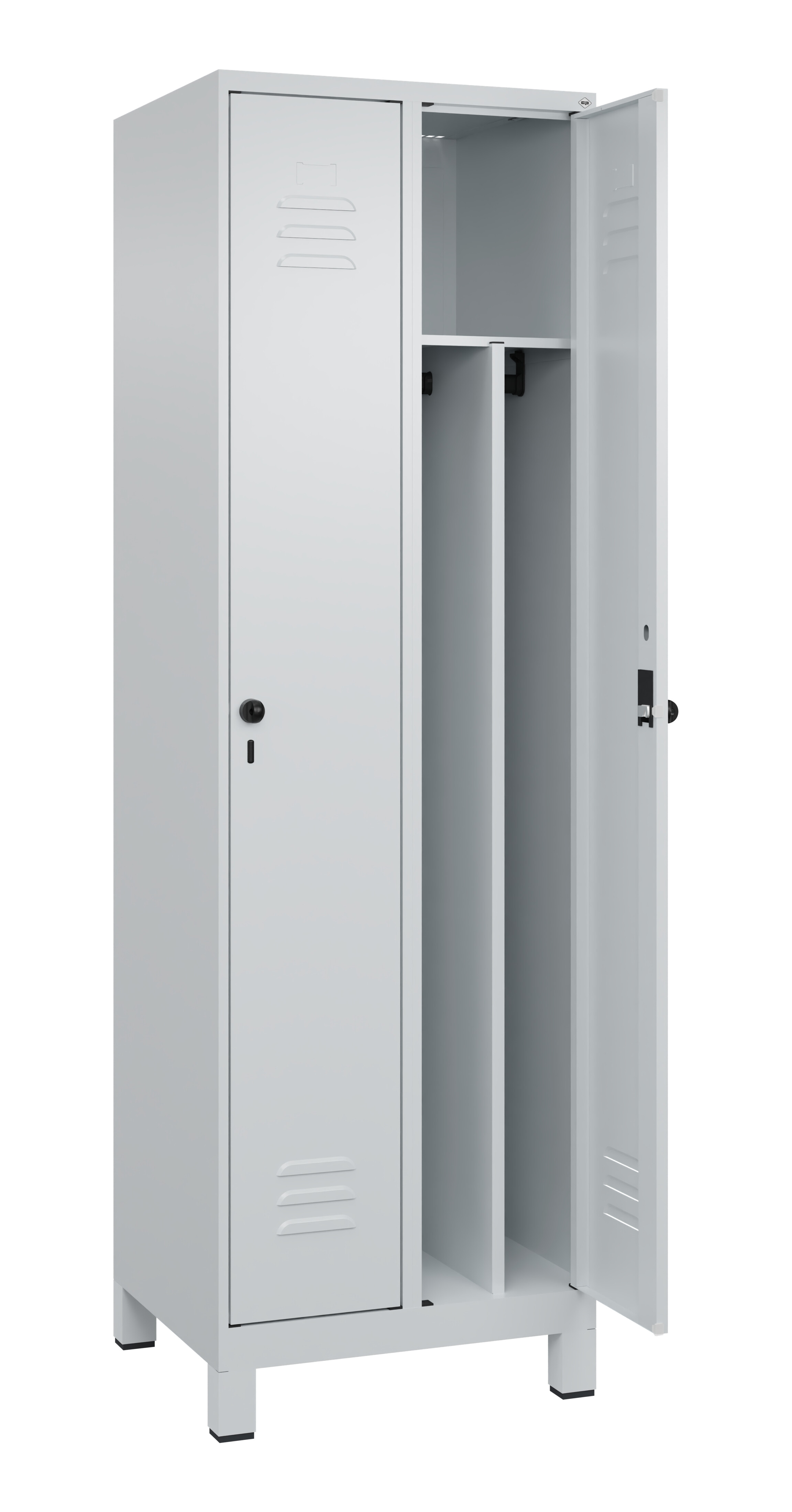 Spind Classic Plus, Füße, 2 Abteile, 1950x600x500mm Spind Classic Plus, Füße, 2 Abteile, 1950x600x500mm