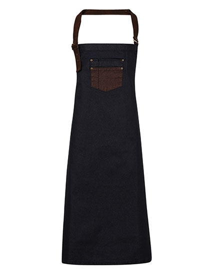 Premier Workwear Division Waxed Look Denim Bib Apron With Faux Leather Premier Workwear Division Waxed Look Denim Bib Apron With Faux Leather