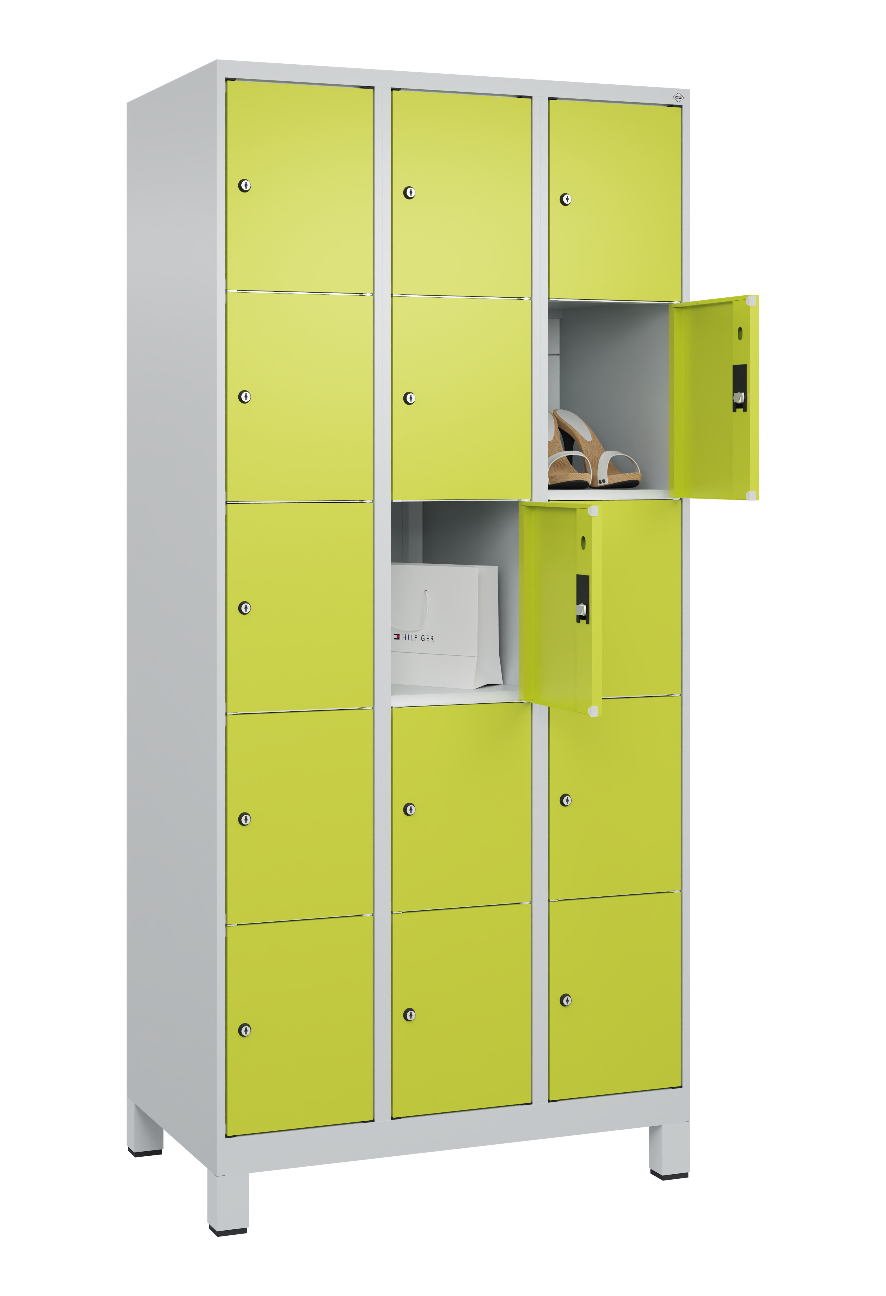 Schließfachschrank Classic Plus, Füße, 15 Fächer, 1950x900x500mm Schließfachschrank Classic Plus, Füße, 15 Fächer, 1950x900x500mm