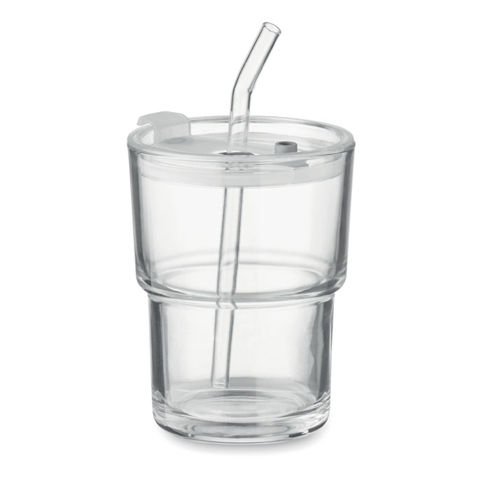 Glasbecher mit Trinkhalm 400ml Glasbecher mit Trinkhalm 400ml