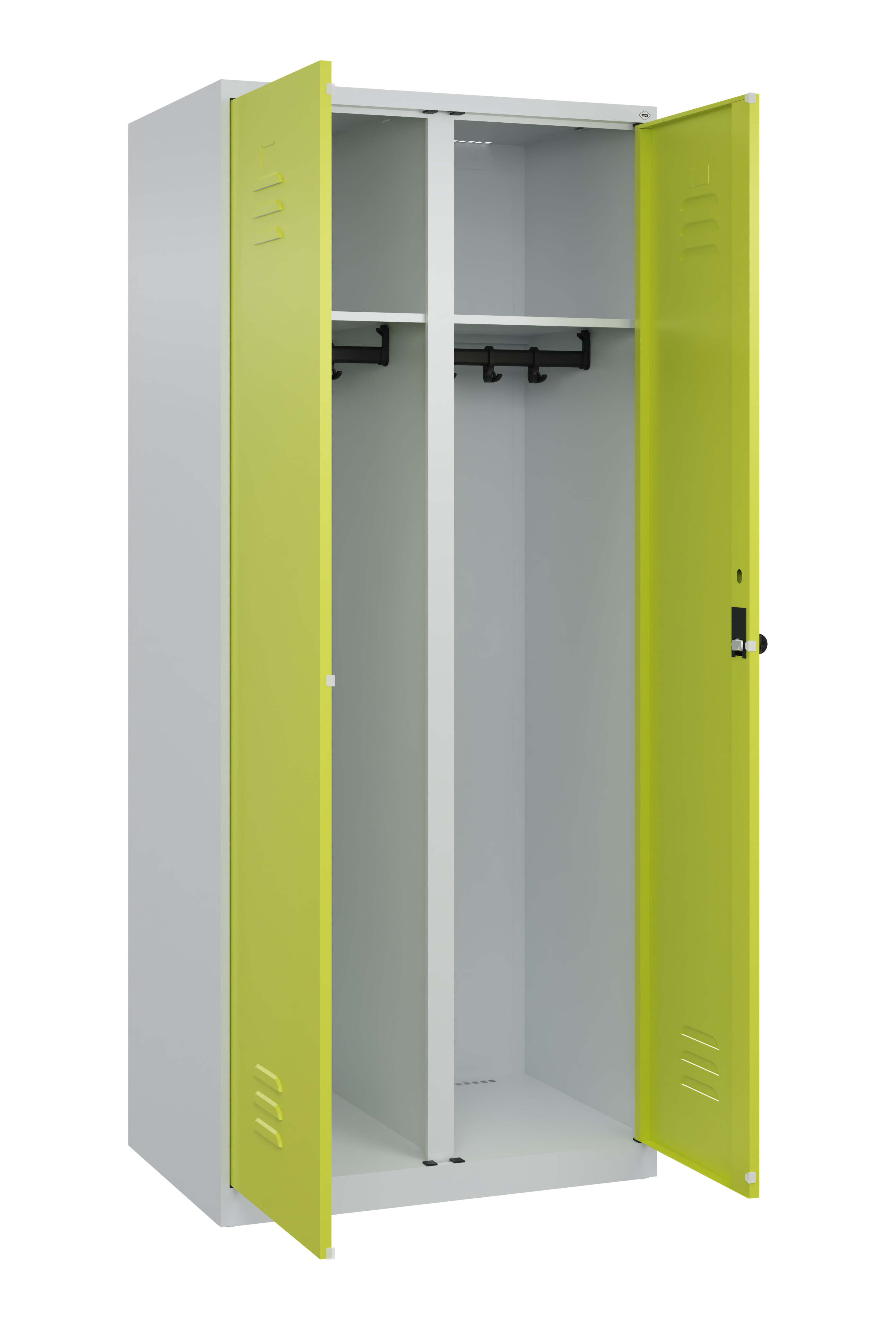 Schwarz-Weiß-Spind Classic Plus, 2 Abteile, 1850x800x500mm