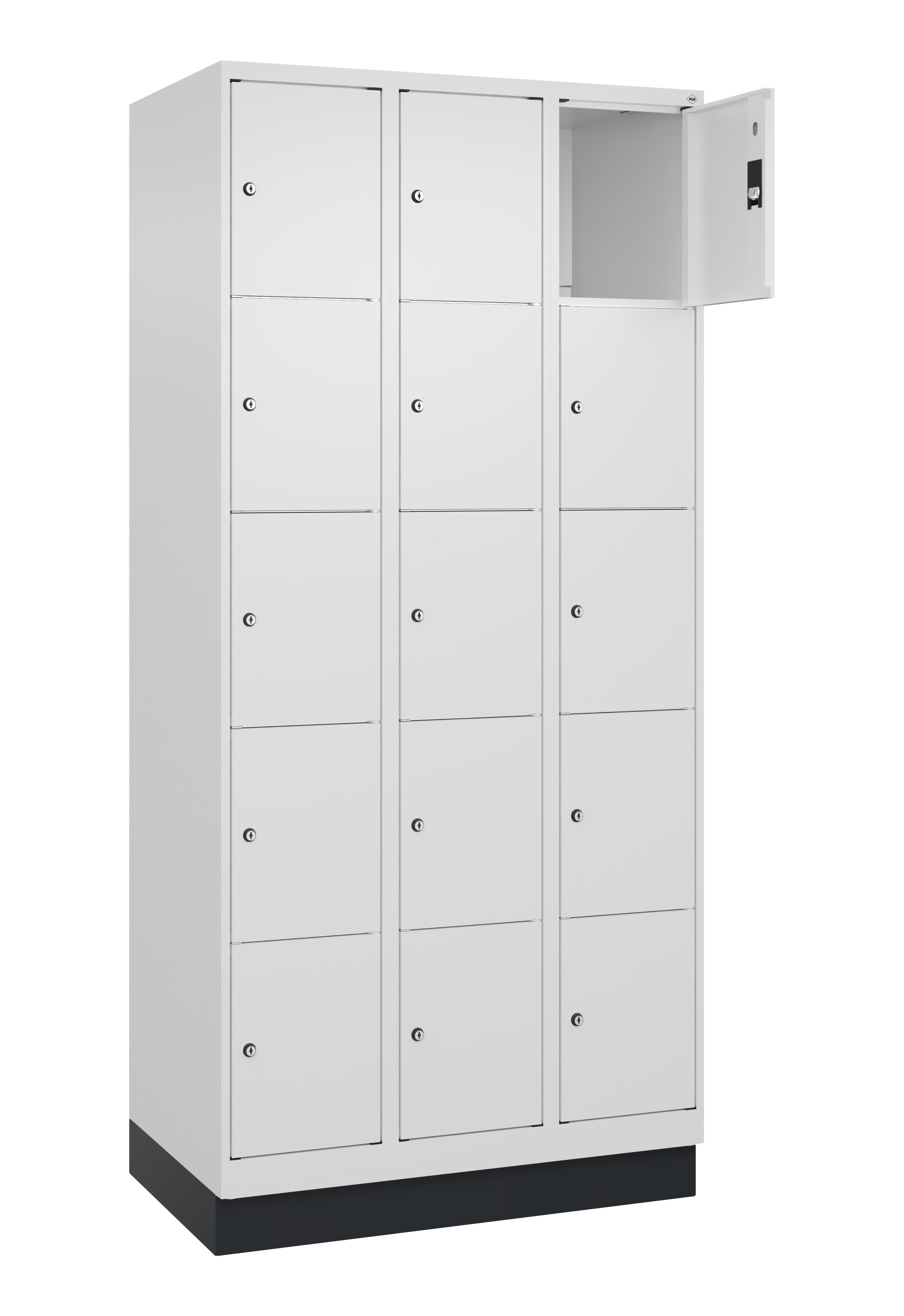 Schließfachschrank Classic Plus, Sockel, 15 Fächer, 1950x900x500mm Schließfachschrank Classic Plus, Sockel, 15 Fächer, 1950x900x500mm