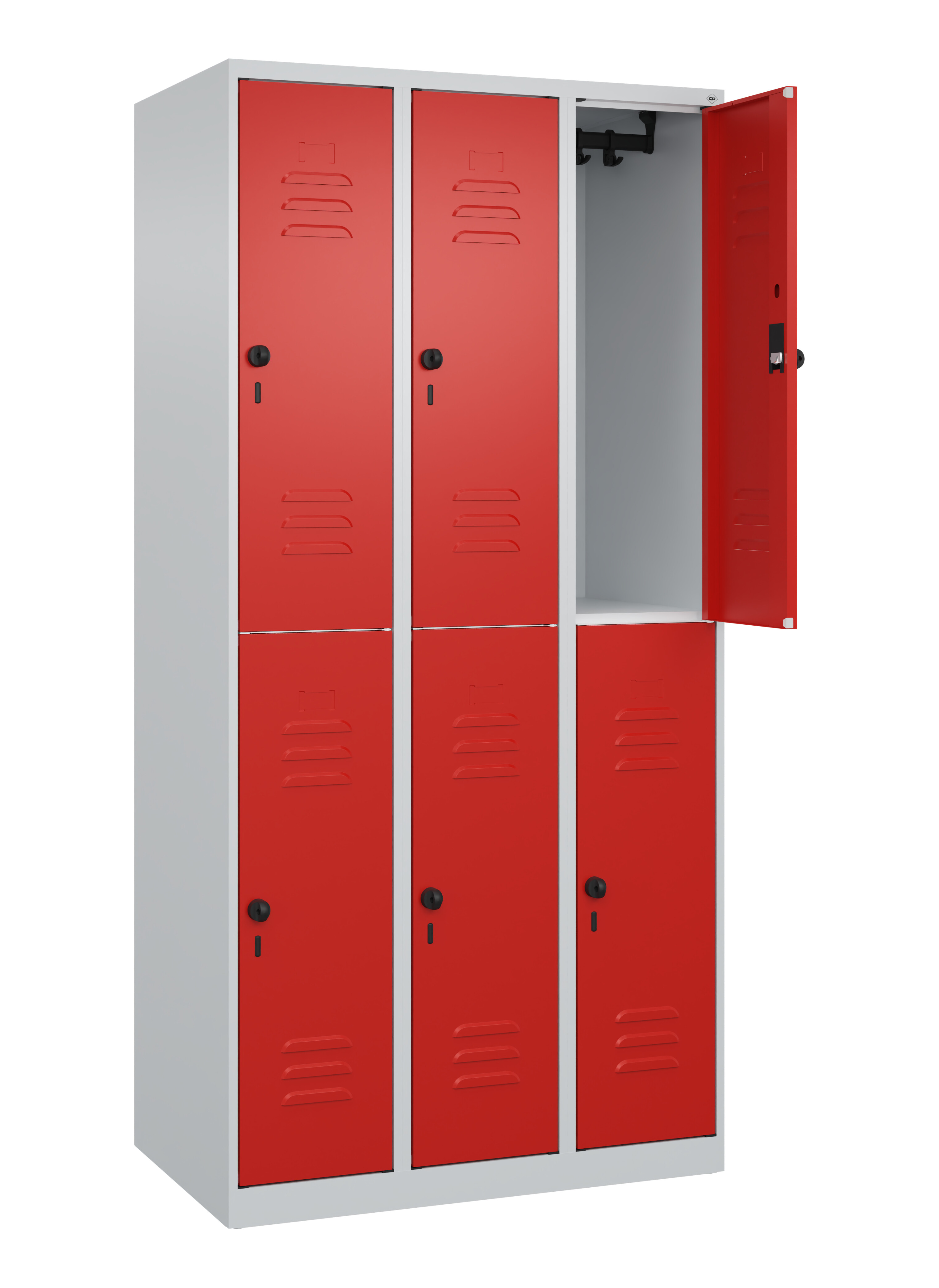Doppelstock-Spind Classic Plus, 6 Fächer, 1850x900x500mm
