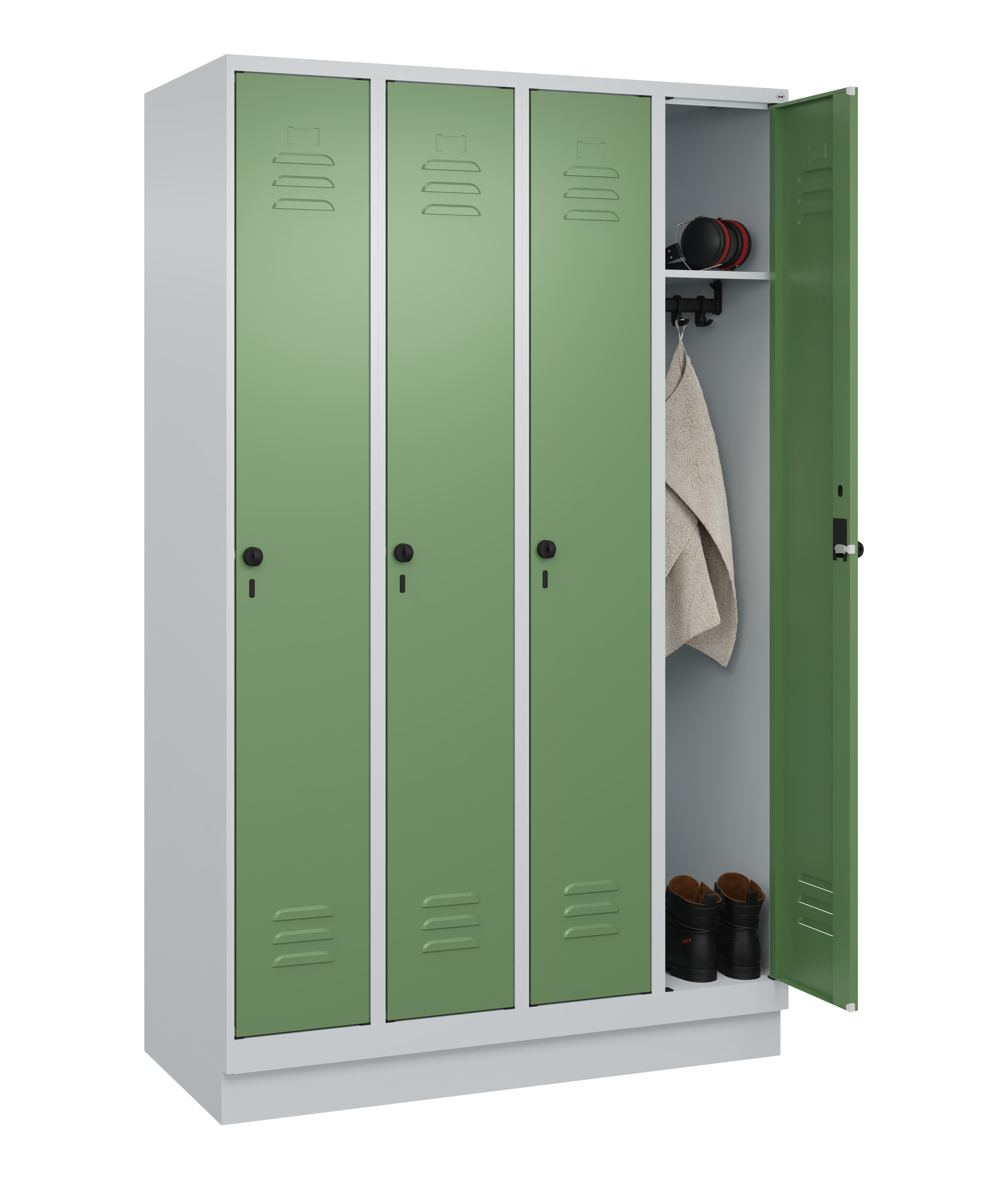 Spind Classic Plus, Sockel, 4 Abteile, 1950x1200x500mm