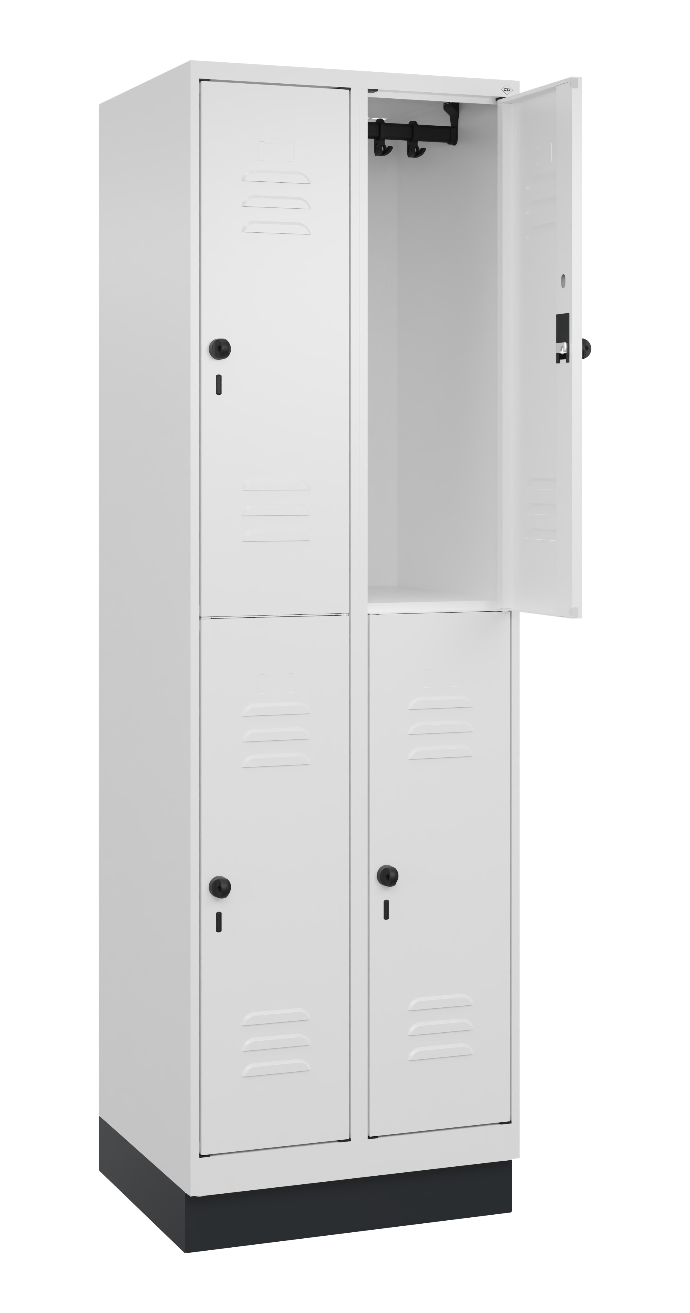 Doppelstock-Spind Classic Plus, Sockel, 4 Fächer, 1950x600x500mm