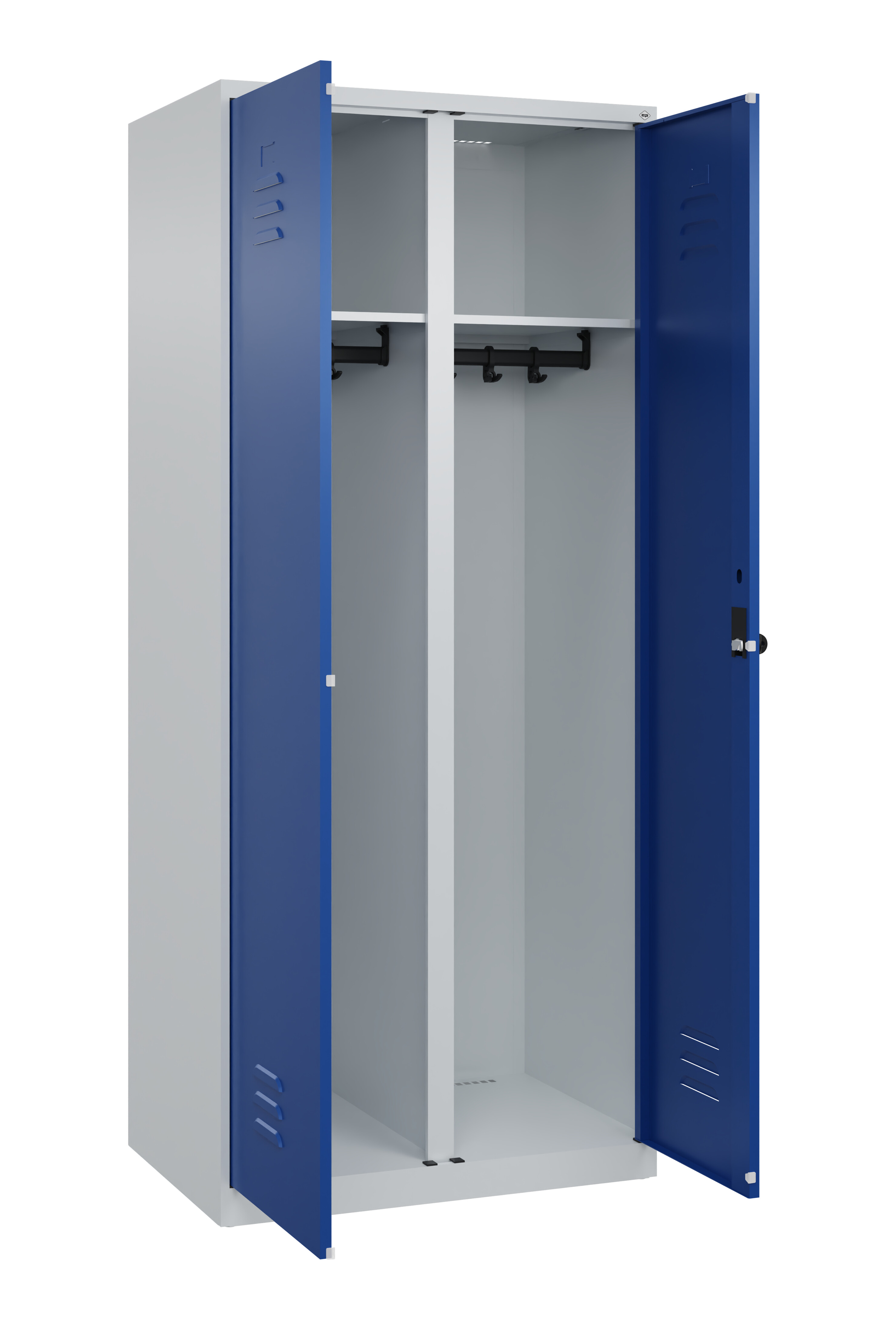 Schwarz-Weiß-Spind Classic Plus, 2 Abteile, 1850x800x500mm Schwarz-Weiß-Spind Classic Plus, 2 Abteile, 1850x800x500mm